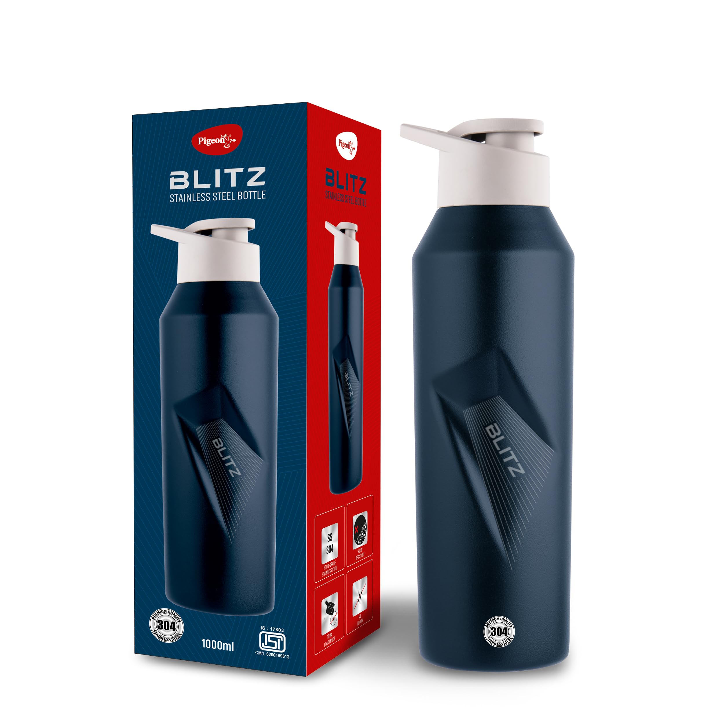 Pigeon Blitz Stainless Steel Water Bottle With Sipper Cap | Eco Friendly | Bpa Free | Water Bottle For Office, Gym, School, Yoga
