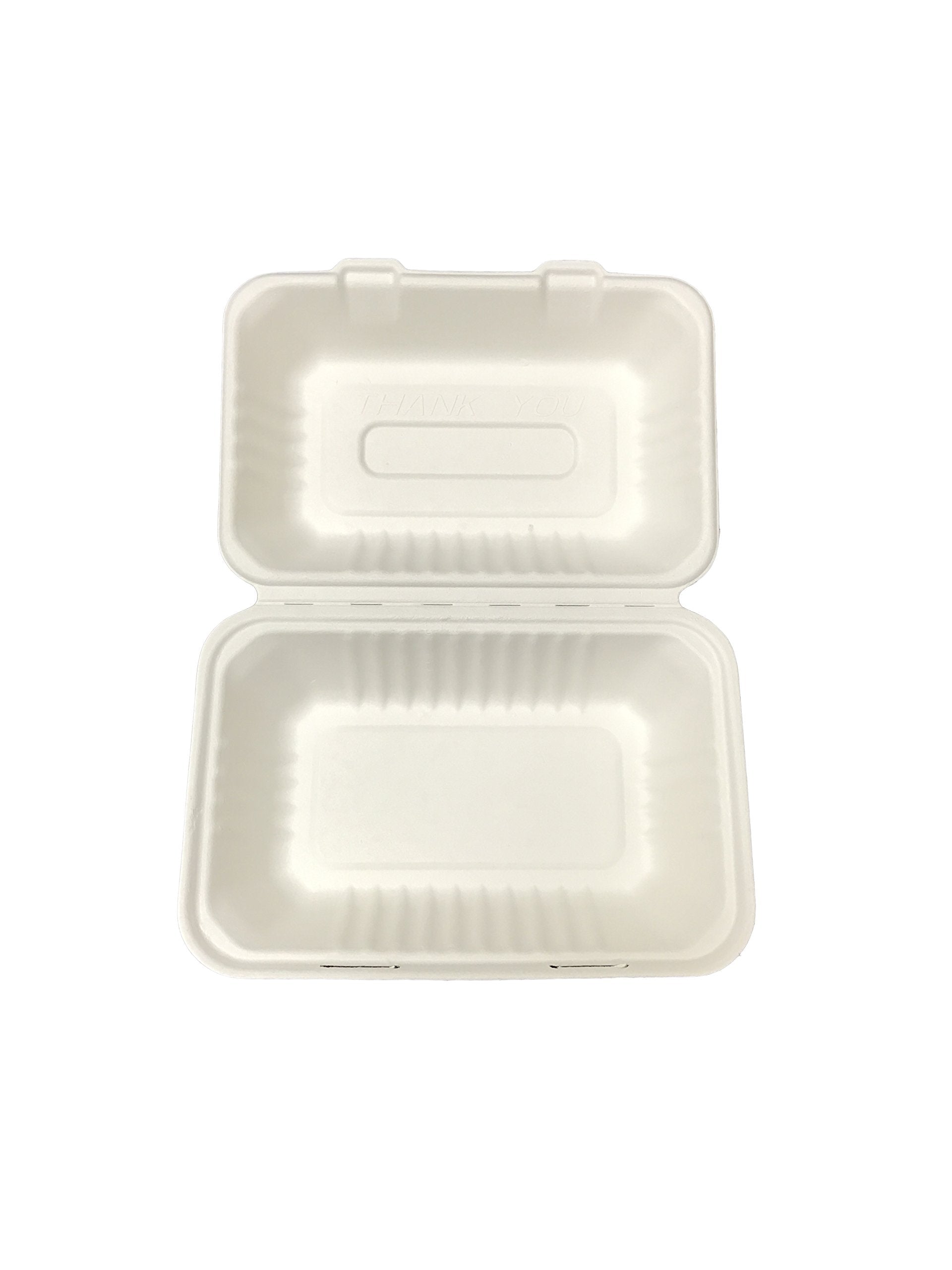 Primeware Bagasse Hinged Lid Container - Hoagie 9 X 6'' - 250/Cs (2 X 125)