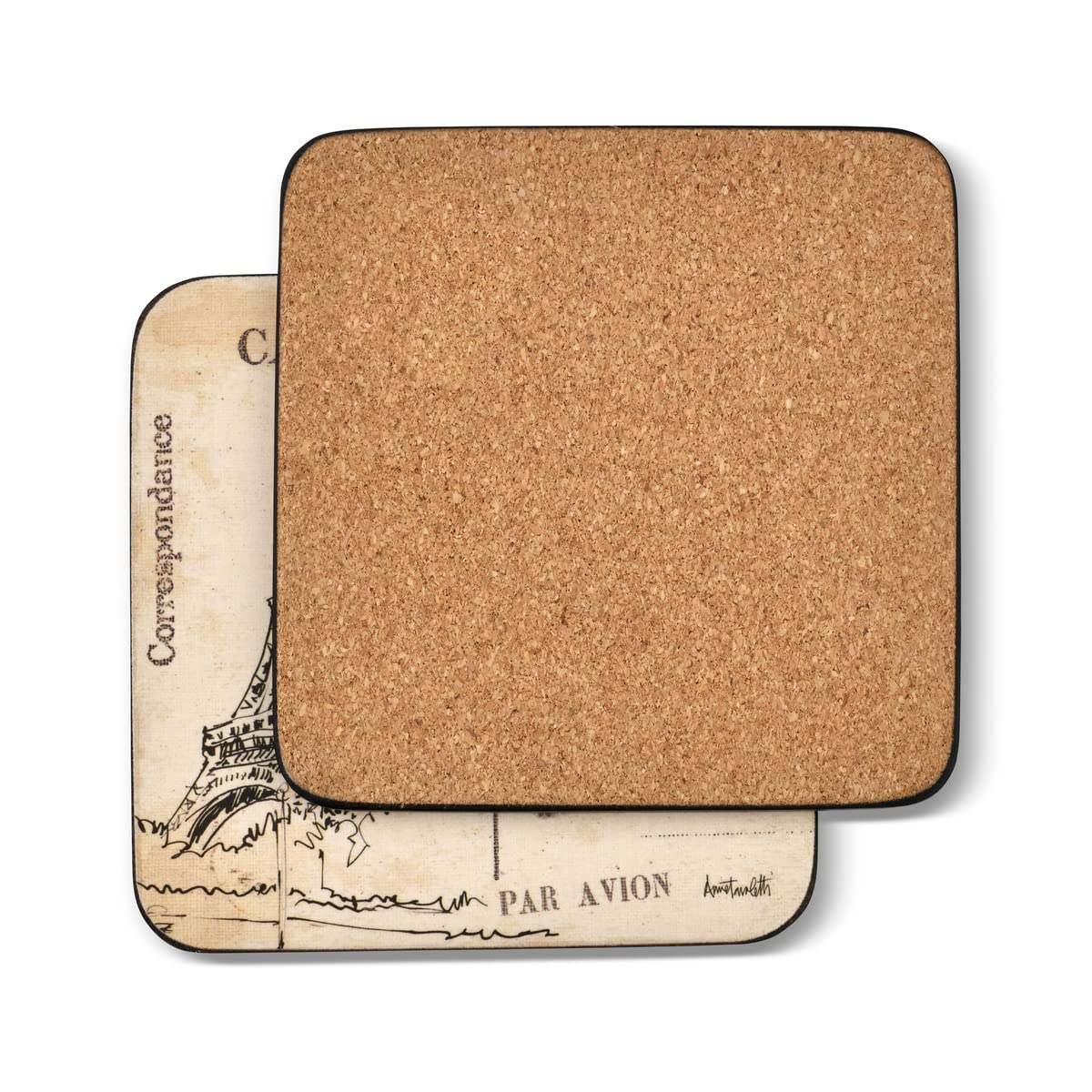 Pimpernel Postcard Sketches Collection Coasters | Set Of 6 | Cork Backed Board | Heat And Stain Resistant | Drinks Coaster For T