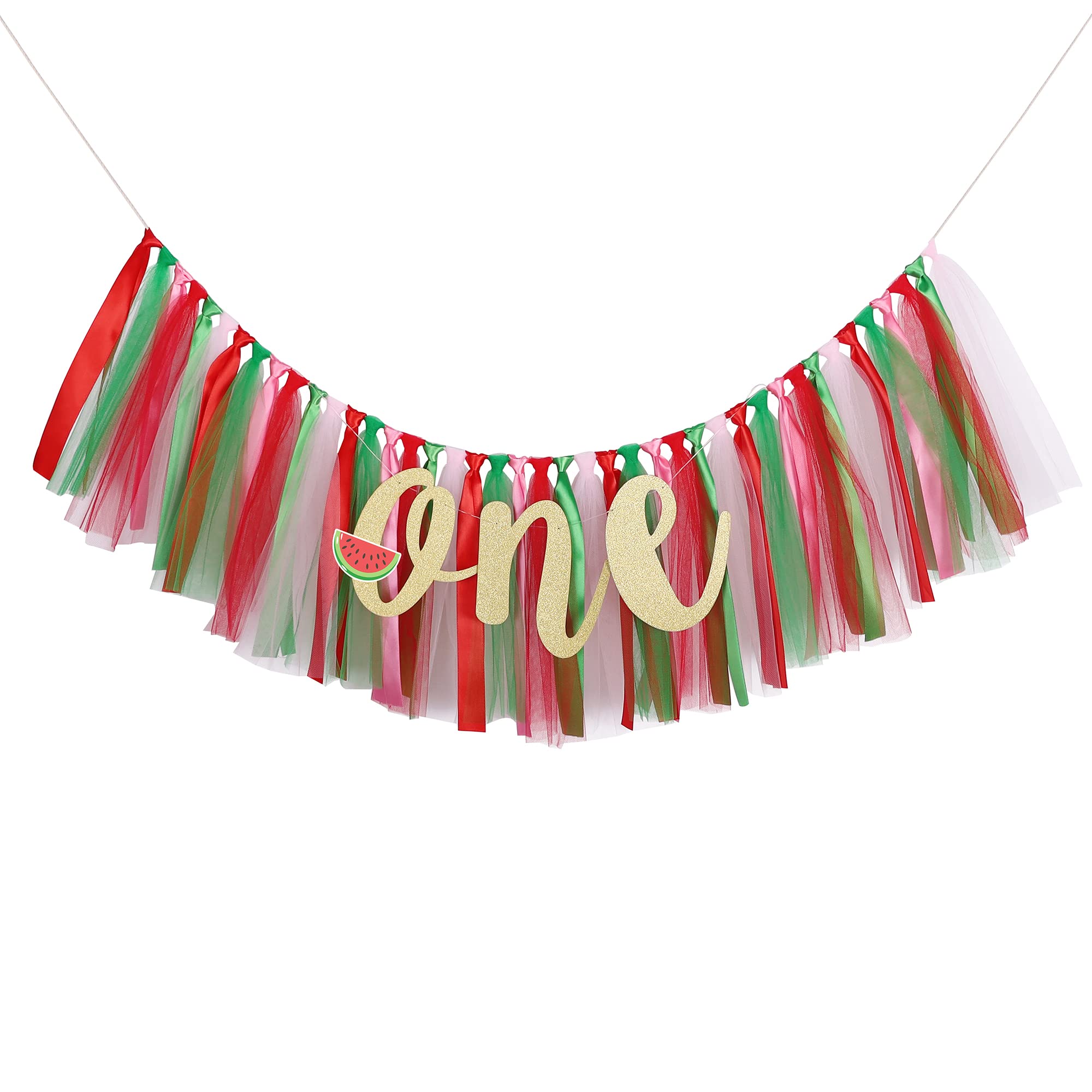 Watermelon Highchair Banner For Baby - Party Theme Pull Flag, High Chair Fabric Garland, 1St First Birthday Banner, Photo Props,