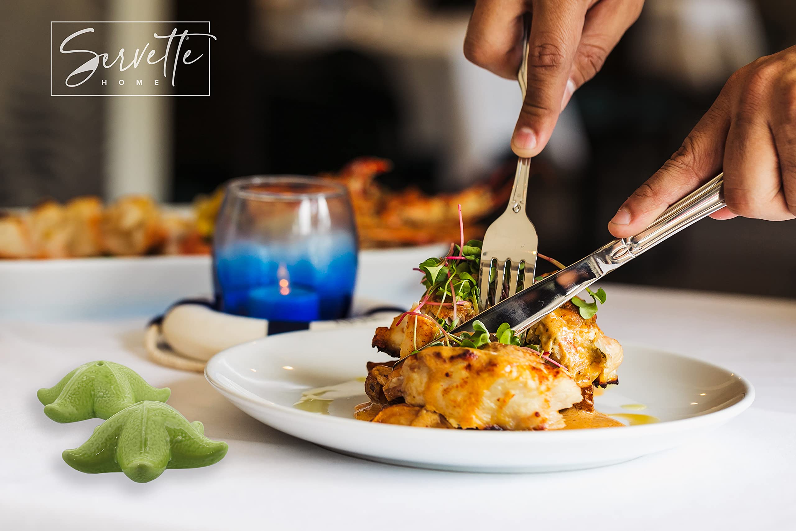 Ceramic Salt & Pepper Shakers Novelty Kitchen D  Cor - Green Starfish