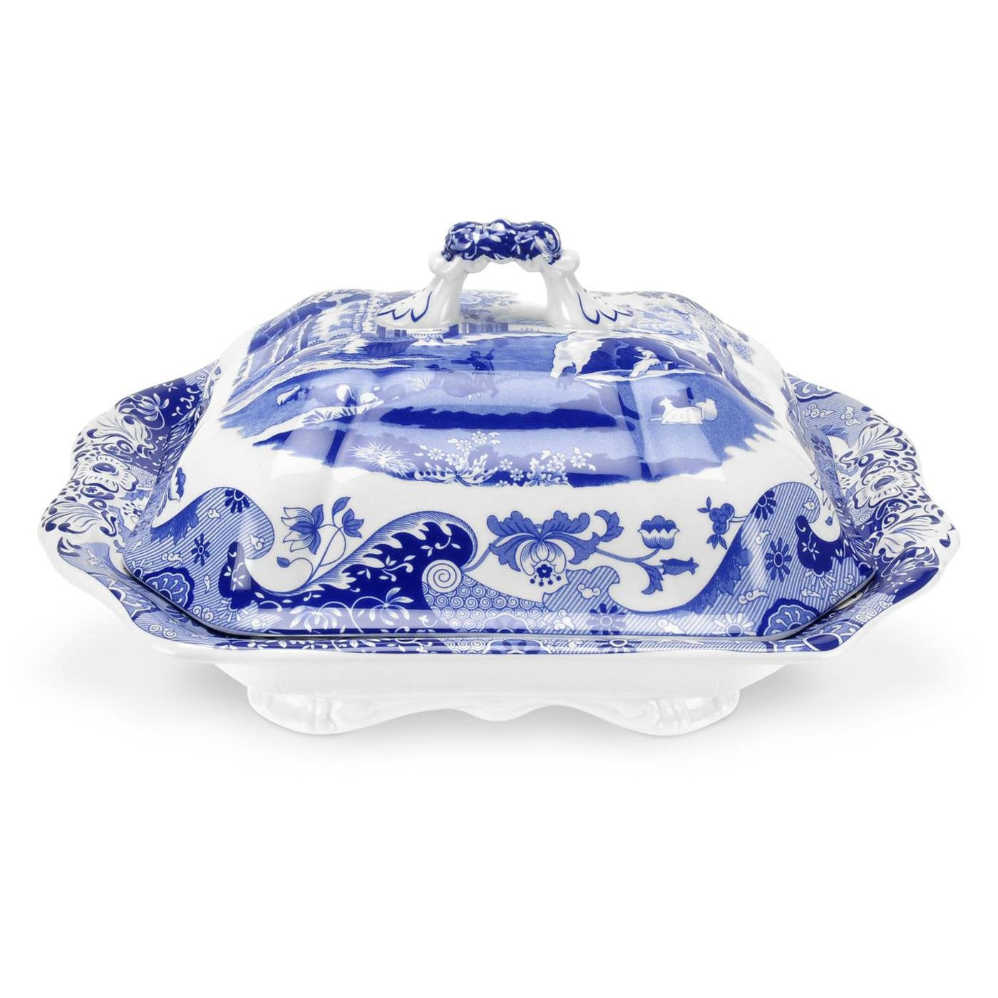 Spode Blue Italian Covered Vegetable Dish  12 Inch Serving Dish and Dinner Table Centerpiece  Made of Fine Porcelain  Microwave and Dishwasher Safe