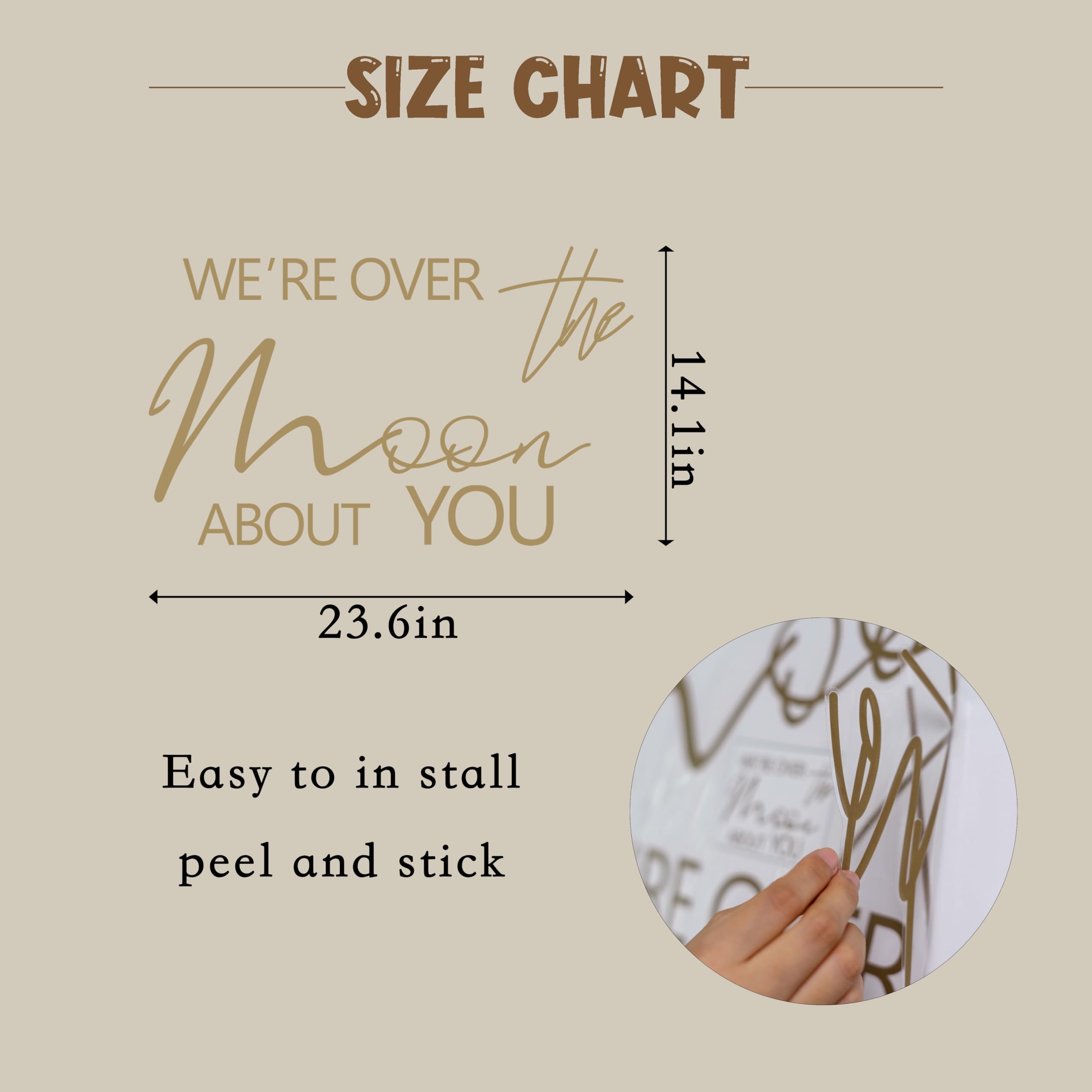 We'Re Over The Moon About You Baby Shower Party Decal Sign - Space Themed Party Birthday Decoration,Gender Reveal Girl Or Boy Ba