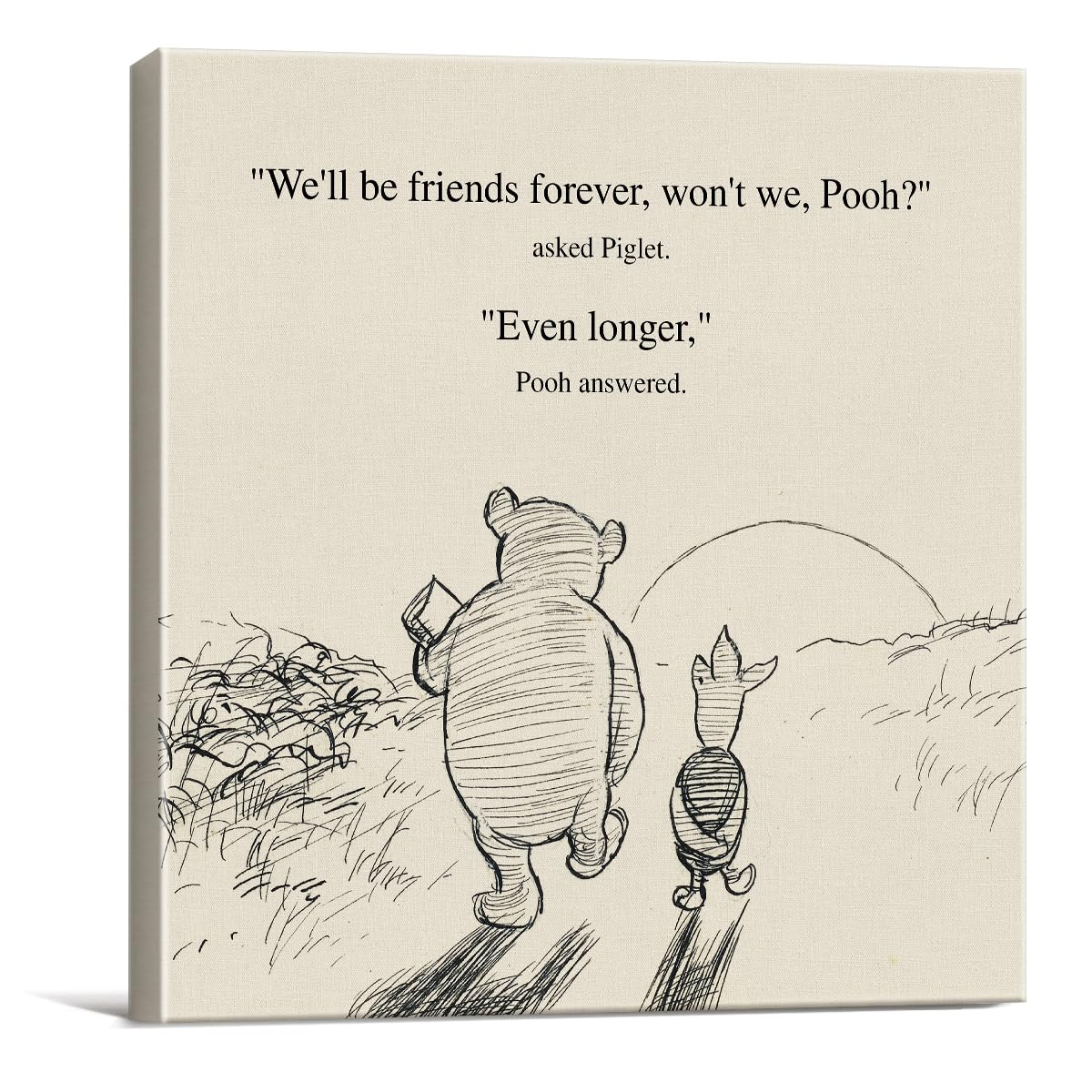Classic Winnie The Pooh Friendship Quote Wall Art Decor Retro We'Ll Be Friends Forever Sayings Canvas Painting Pictures Framed P