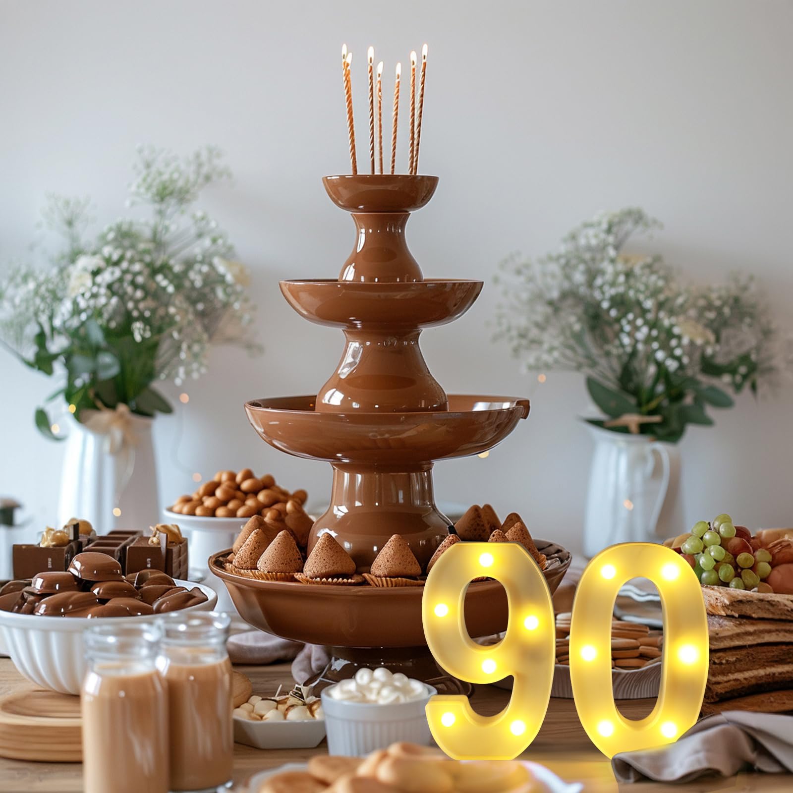 funsky 90th Birthday Decorations - LED Light Up Numbers Sign, 21cm x 13cm x 3cm, White, Perfect for Party Backdrop and Centerpieces