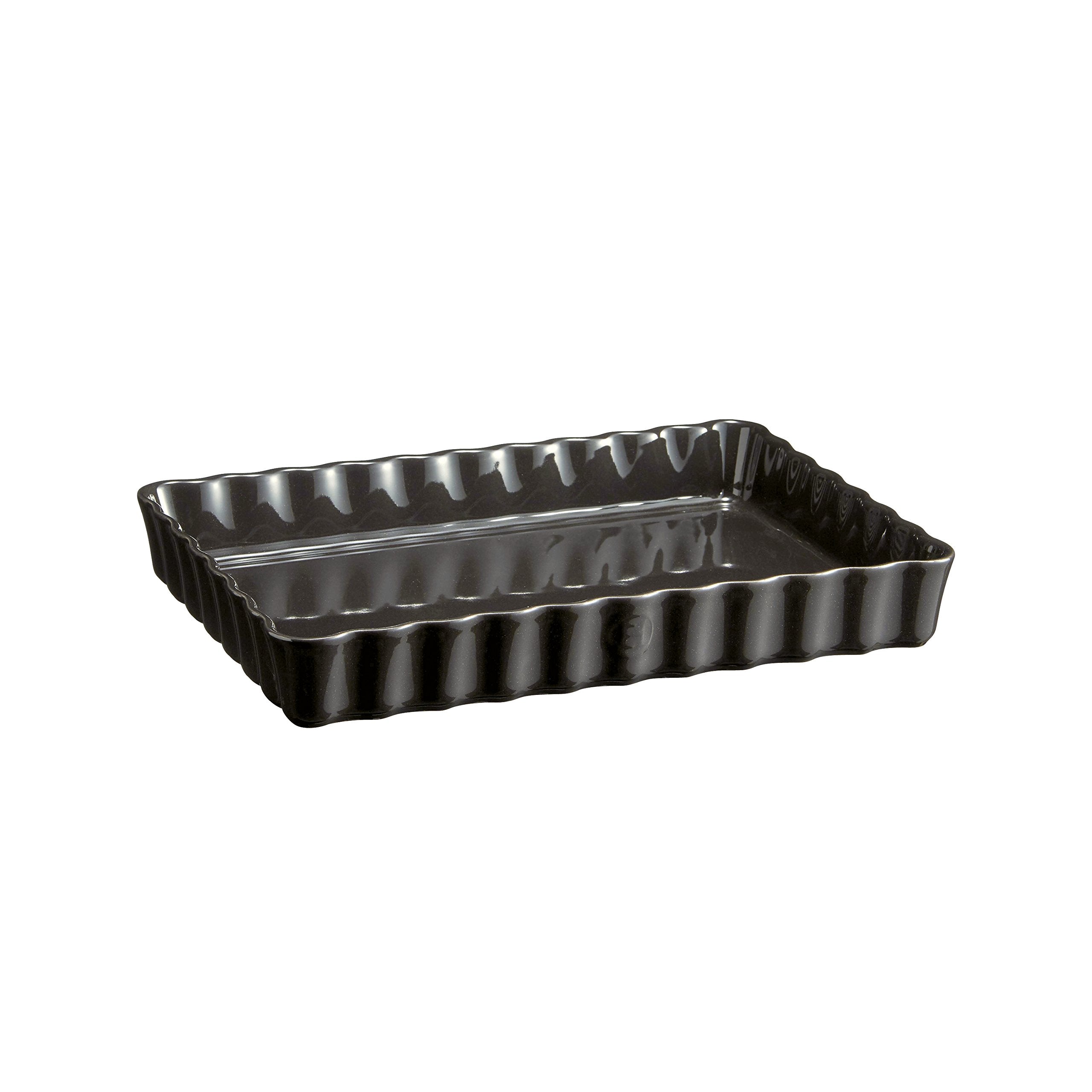 Emile Henry Deep Rectangle Tart Dish, 2 Quart, Charcoal