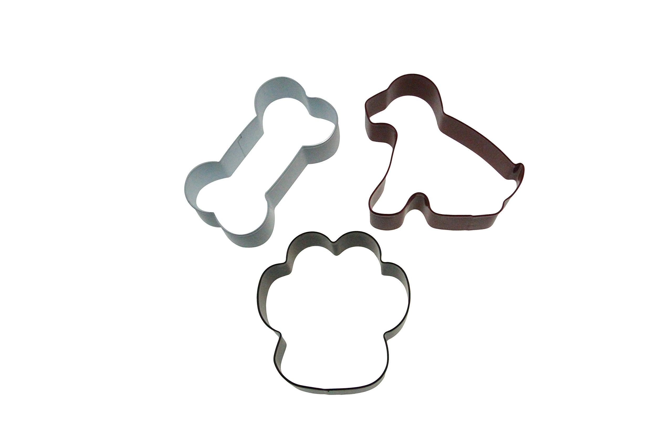 Surgehai Dog Cookie Cutter Set Of 3 - Dog, Paw Print And Dog Bone Stainless Steel Cookie Cutters