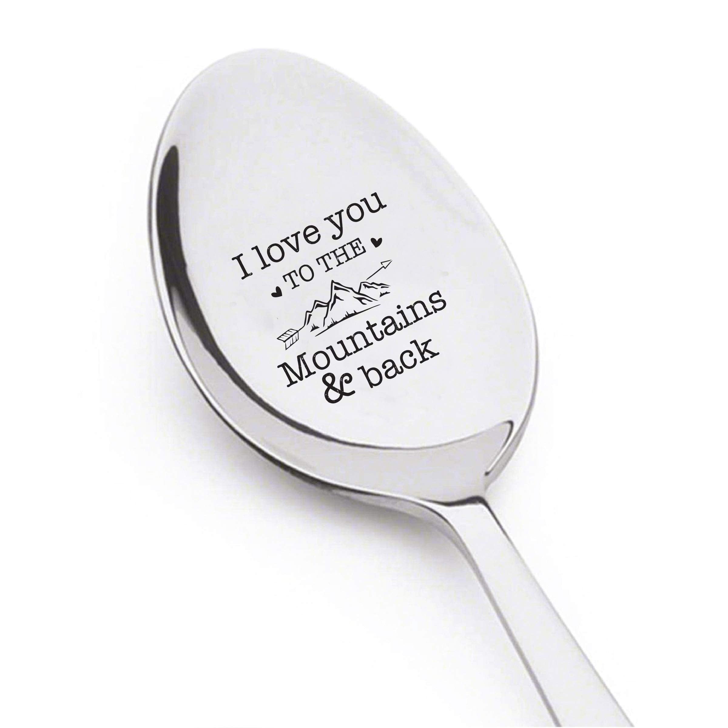 I Love You To The Mountains And Back- Engraved Spoon- Coffer Lover- Engraved Silver Ware By Boston Creative Company