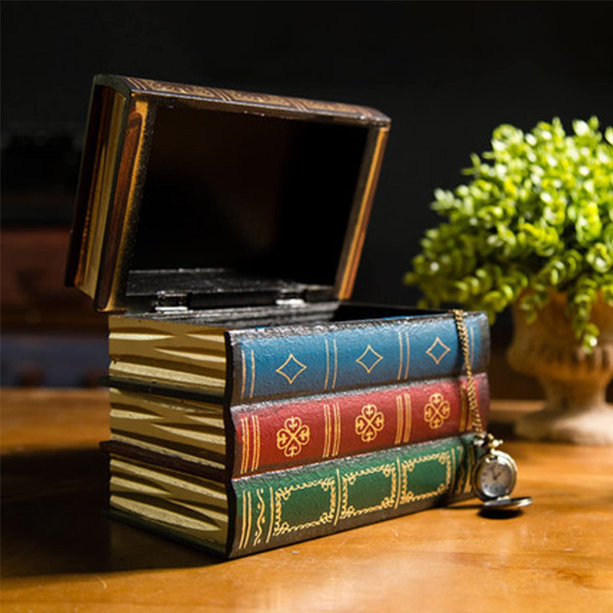 PLAZOTTA 2 Pack Decorative Book Boxes Wooden Antique Book Decorations ...