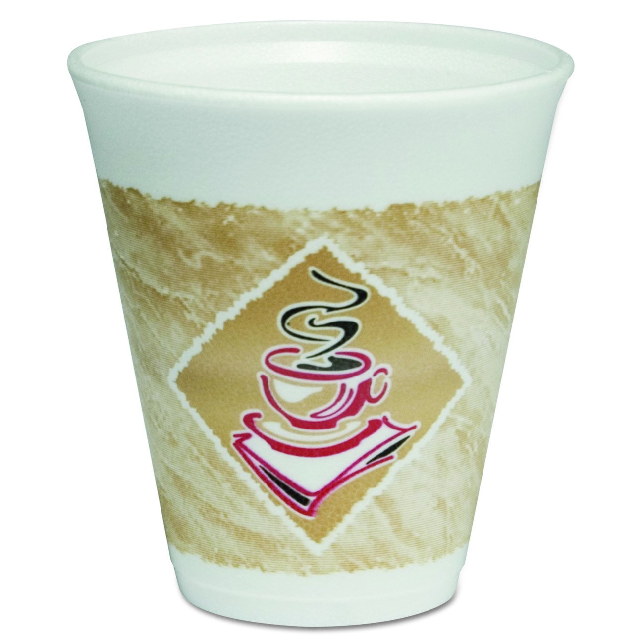 Dart 12X16G Caf   G Foam Hot/Cold Cups, 12Oz, White W/Brown & Red (Case Of 1000)