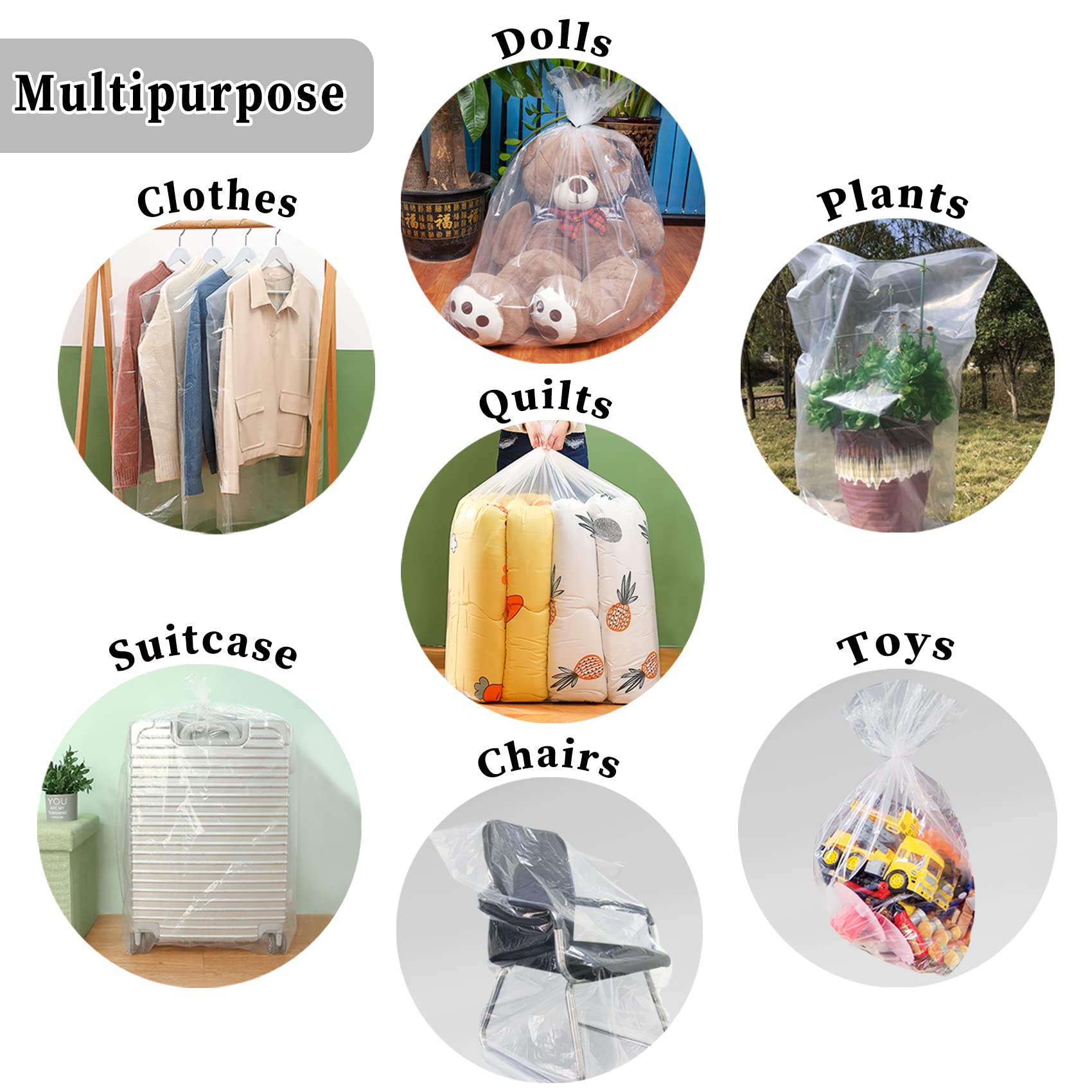 Extra Large Clear Plastic Storage Bags,10 Pieces 40X60 Inches Big Gaint Jumbo Huge Plastic Storage Bags For Luggage, Suitcase,Fu