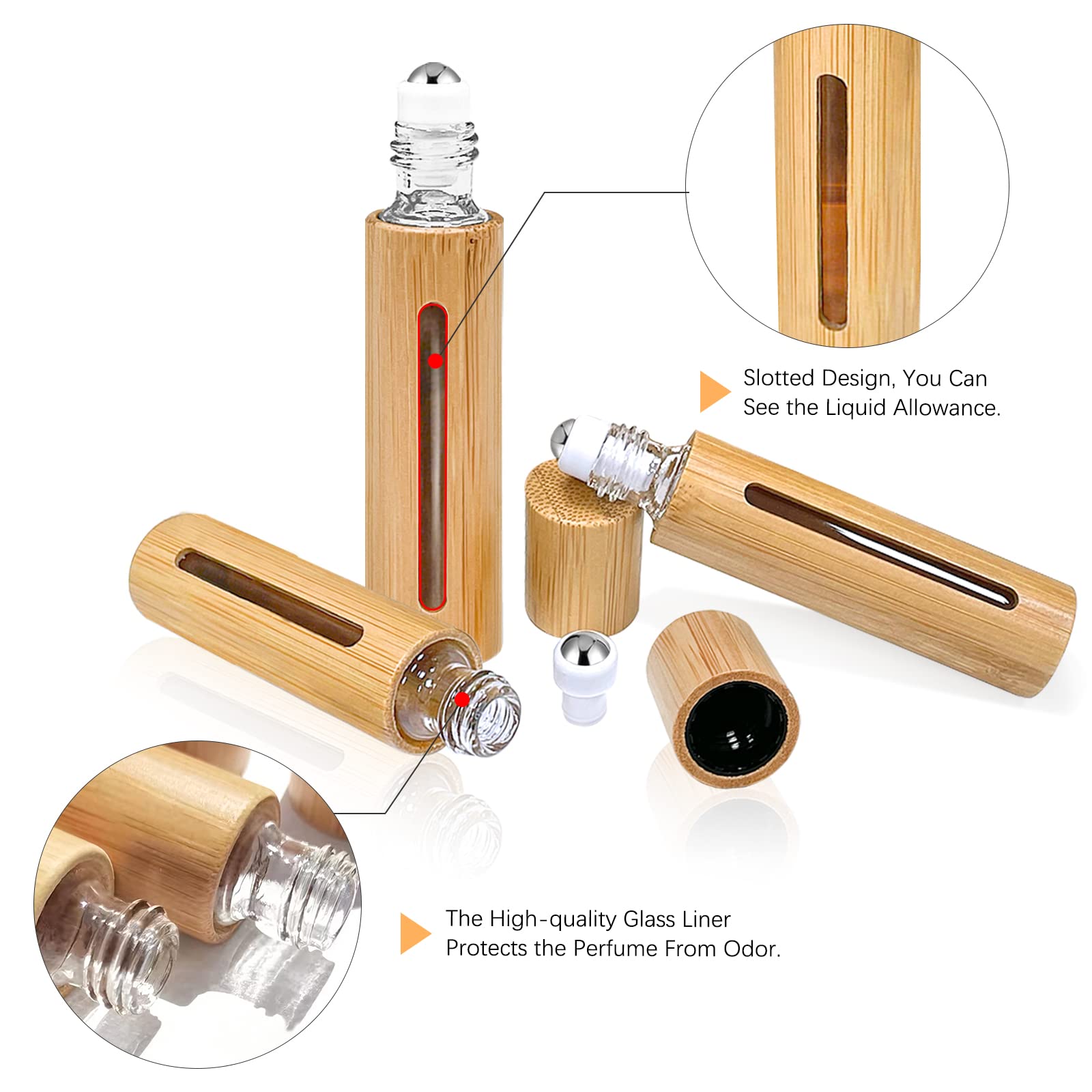 Kalyloc 12Pcs 10Ml Bamboo Roll On Bottles For Essential Oils, Refillable Perfume Sample Bottles With Stainless Steel Roller, Ess