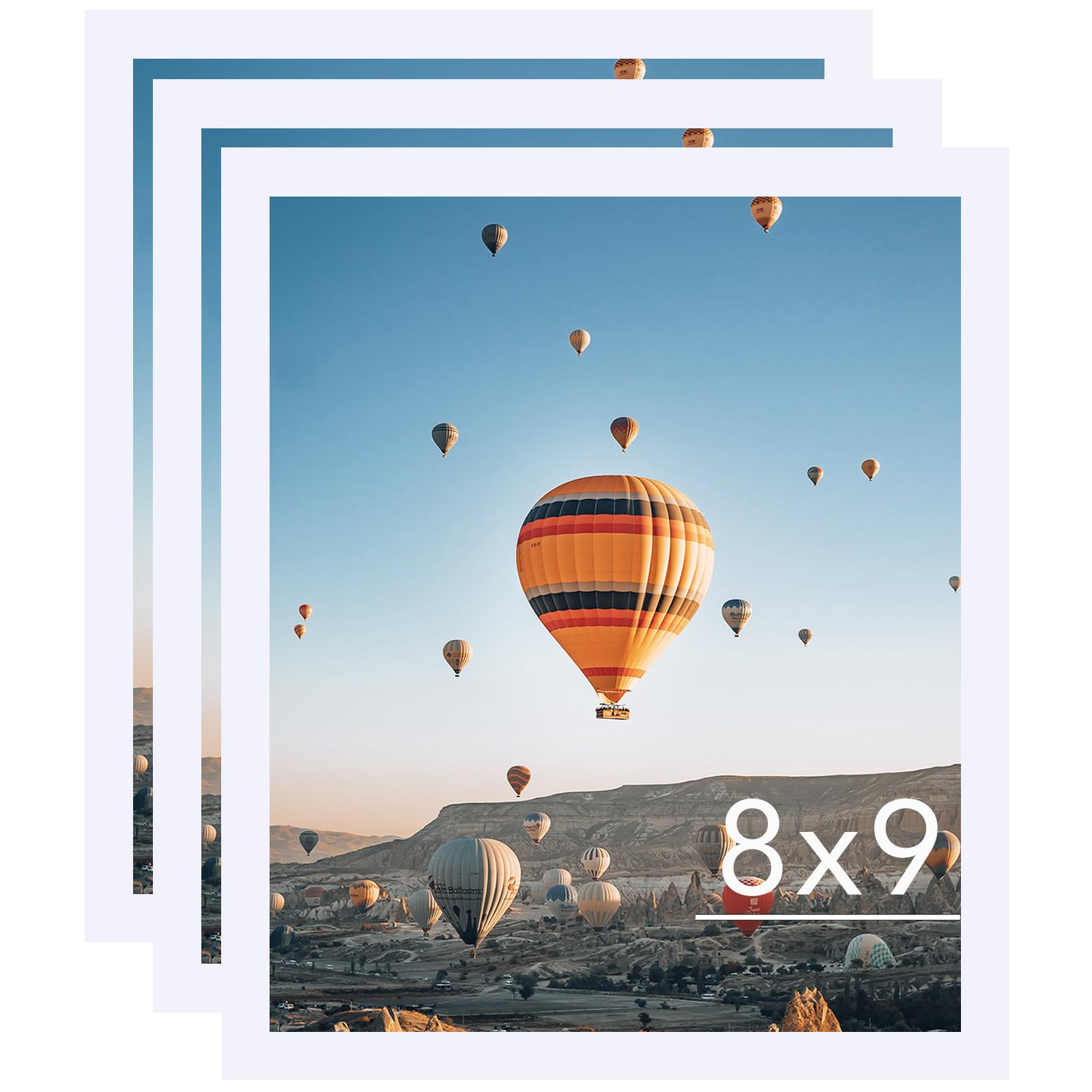 JCJMY 8x9 Picture Frame Set of 3 White for Wall Hanging or Tabletop- Wall Mounting Horizontally or Vertically, 8 x 9 Wall Galler