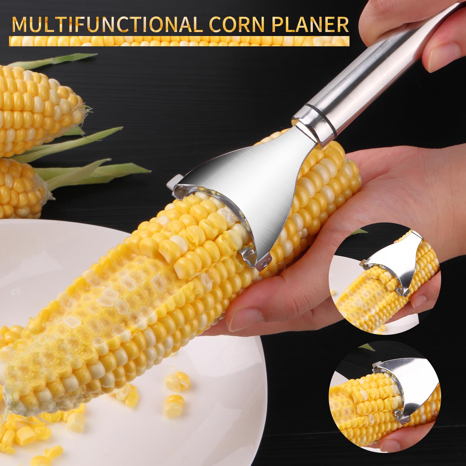 Magic Corn Peelers, Corn Stripper Corn Cob Stripper Tool,Corn Cob Peeler,Stainless Steel Corn Thresher With Ergonomic Handle For