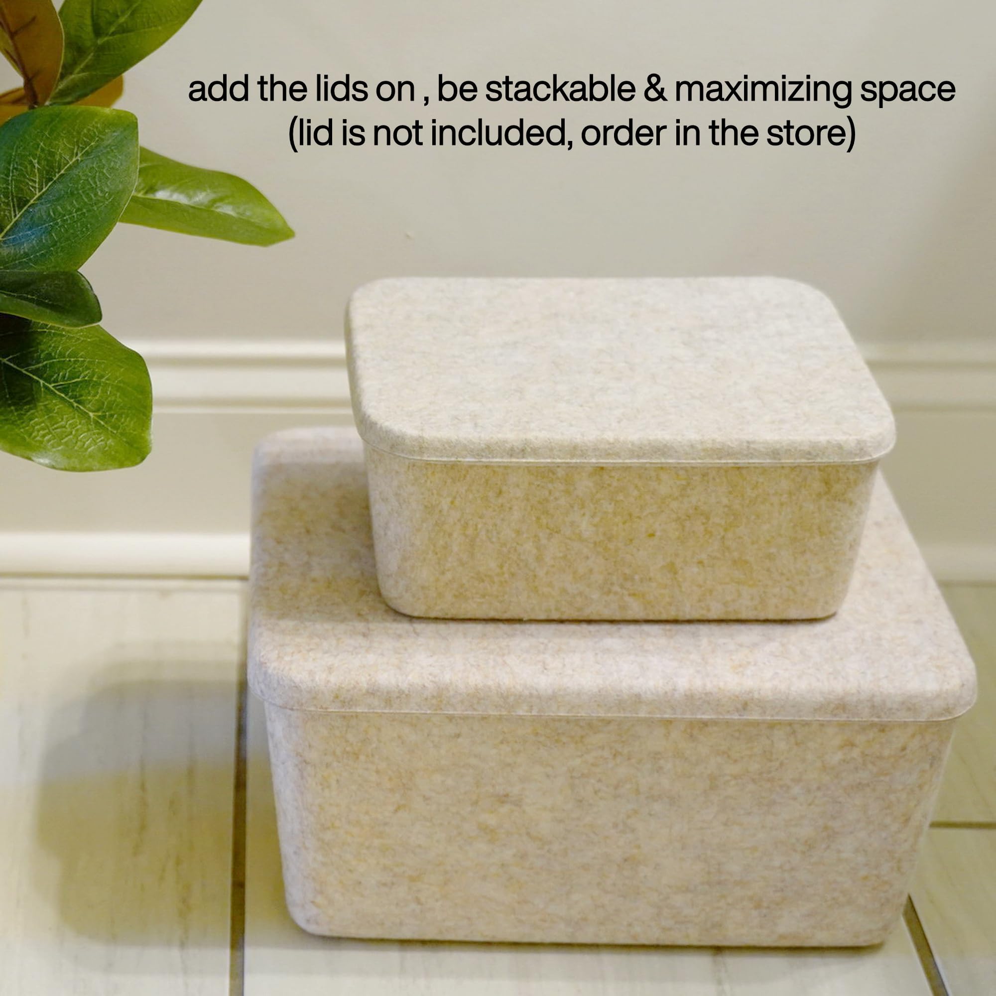 Welaxy Felt Wider Deep Storage Bins lidded Drawer Organizer Caddy for junk stuff stationery makeup jewelry closet bathroom minim