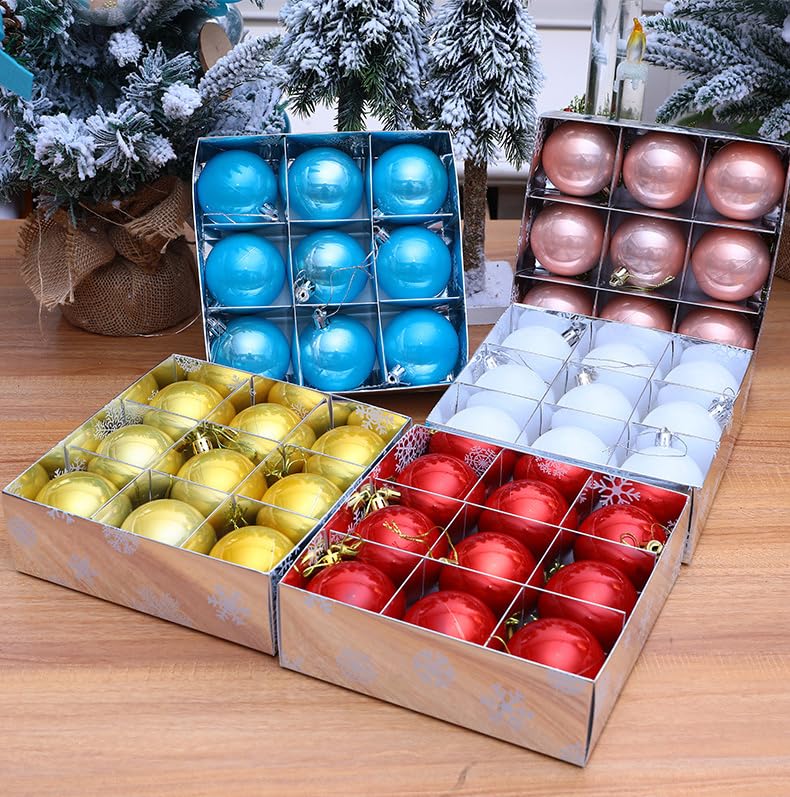 YYCRAFT Shiny Pearly Christmas Ball Ornaments 6CM Faux Glass Ball for Xmas Tree Christmas Decoration (9 Pcs,Shiny Gold)
