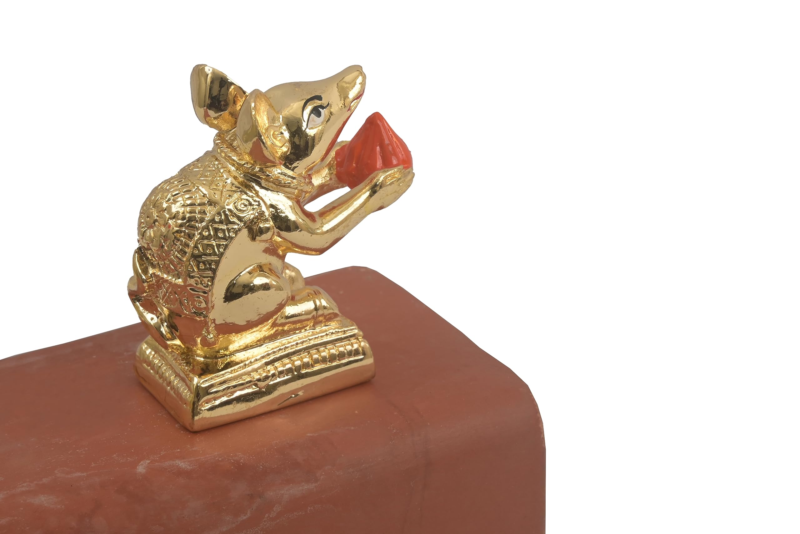 Punyatva Mushak Idol For Ganpati Pooja (Gold Metal) / Gauri Ganpati Festival Decoration Accessories/Ganpati Jewellery/Ganpati Sa