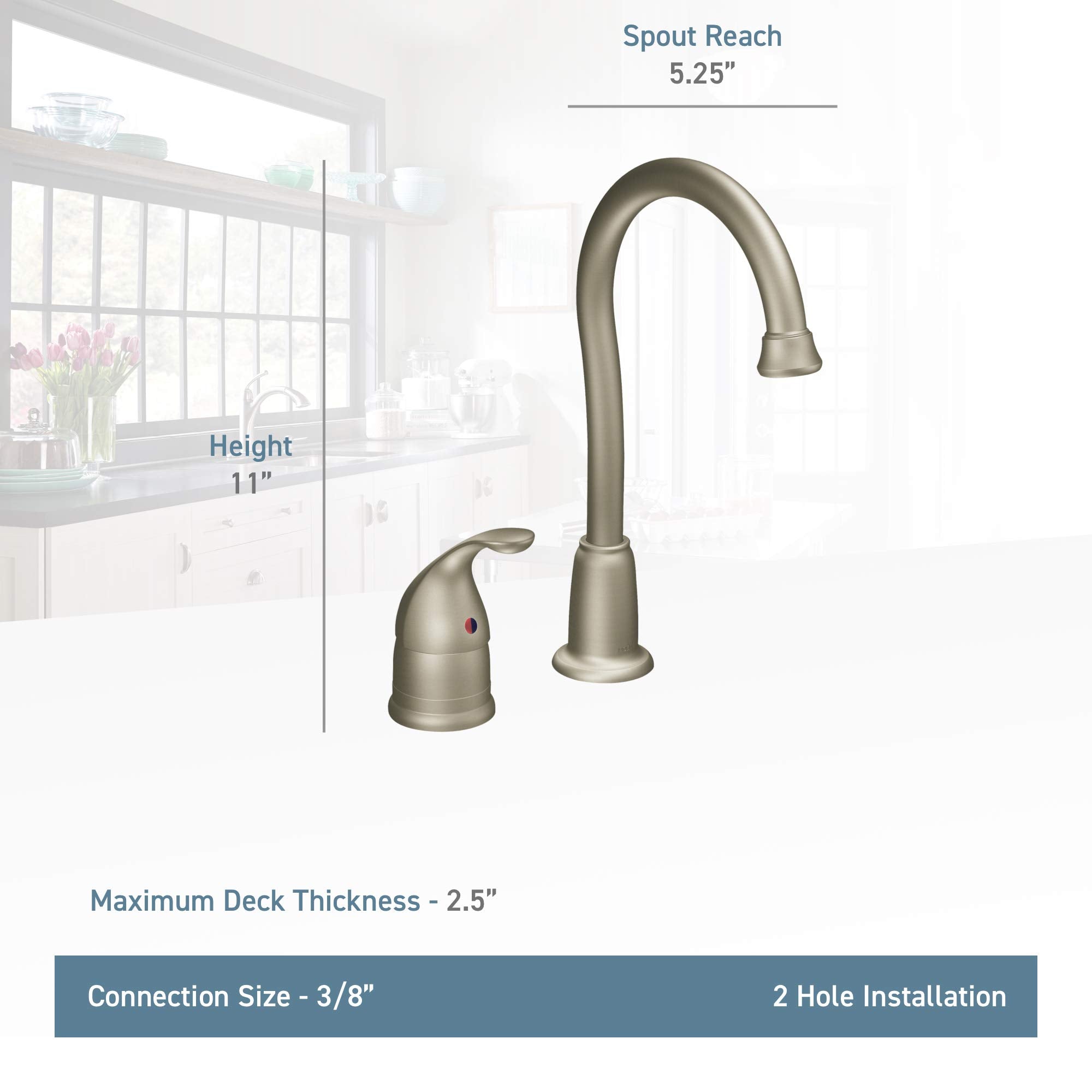 Moen Camerist One-Handle High Arc Bar Faucet, Chrome, Model 4905, .375 Size