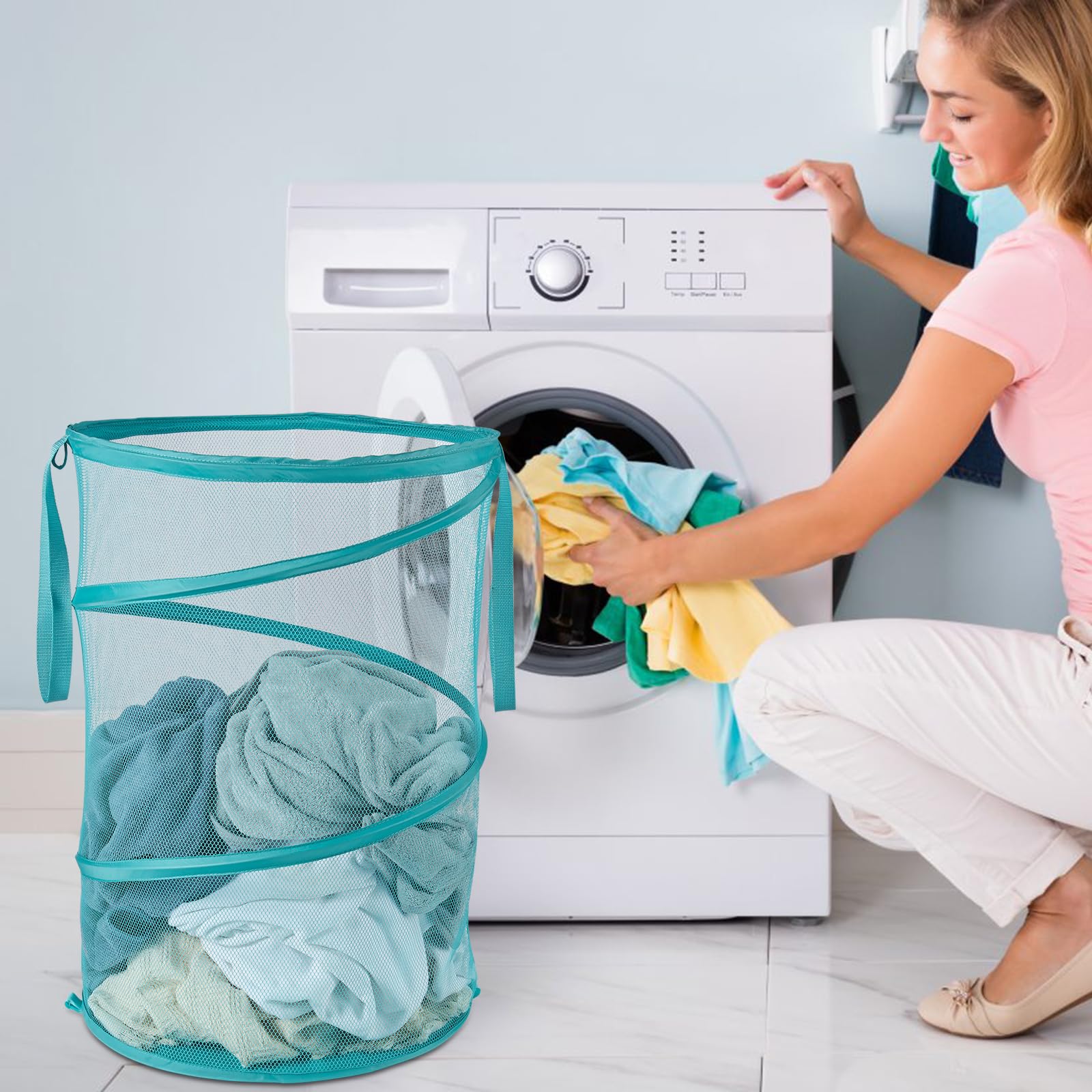 Mesh Popup Laundry Hamper 115L Collapsible Laundry Basket No Lid Extra Large Capacity Foldable Clothing Storage Basket With Hand