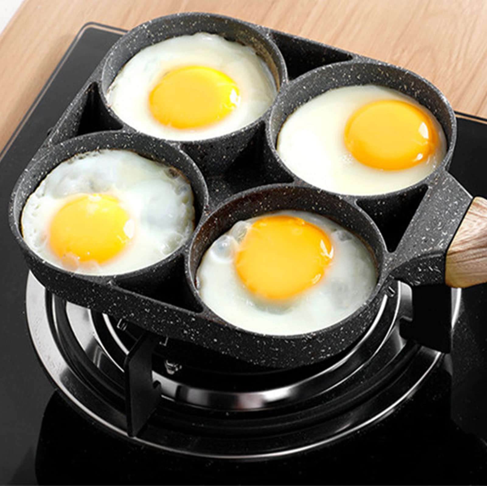 yarlung 4-Cup Non-Stick Fried Egg Pan, Aluminum Skillet for Omelets, 13.5x7 Inches, Gray, Model Ya-FriedEggFryingPan-4