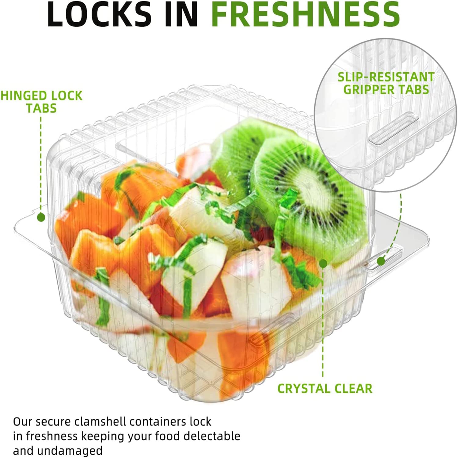 Axe Sickle 5 X 5 Inch Clear Plastic Hinged Take Out Containers Clamshell Takeout Tray 50 Count Food Clamshell Containers For Des