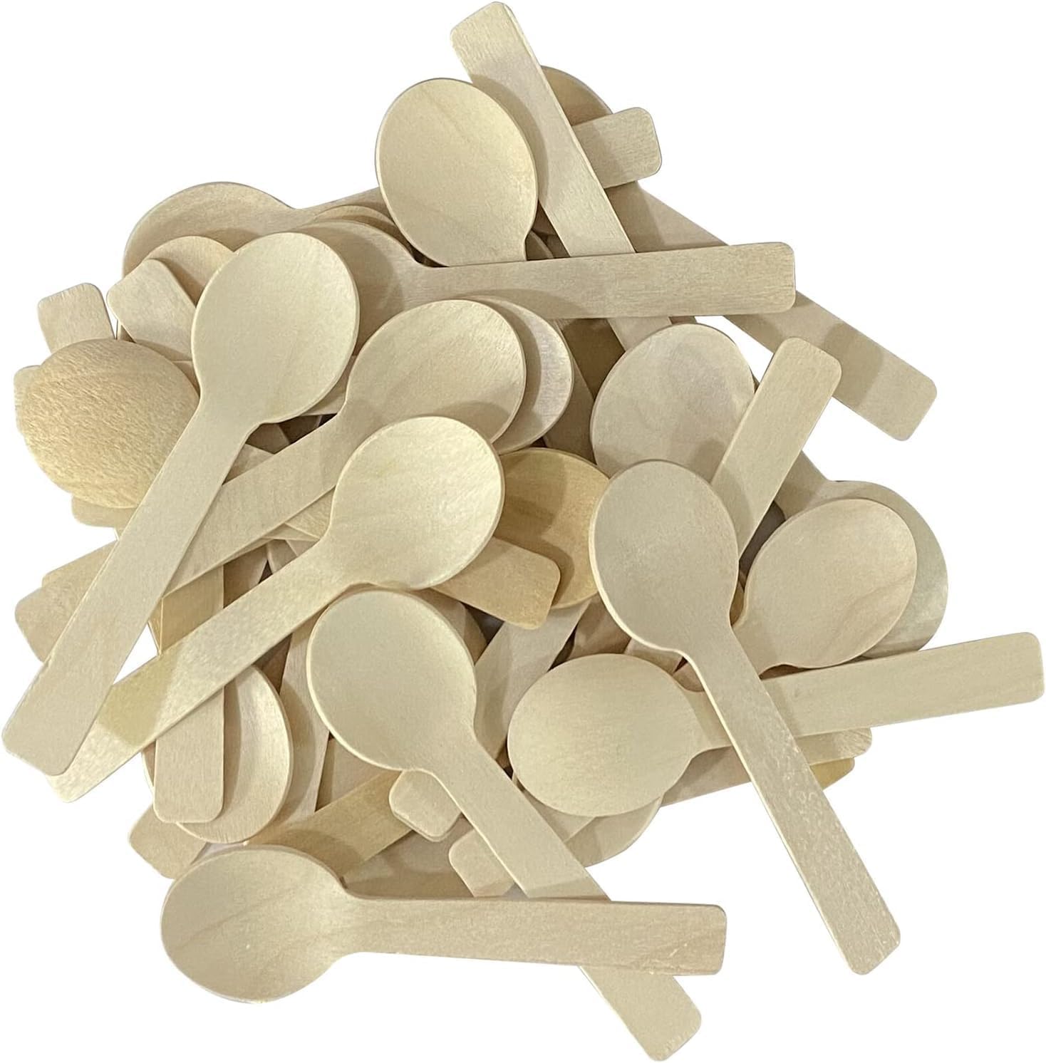 100pcs 4 inch Mini Wooden Spoons, Biodegradable Compostable Birchwood, Food Grade Disposable Spoons Disposable Wooden Cutlery fo