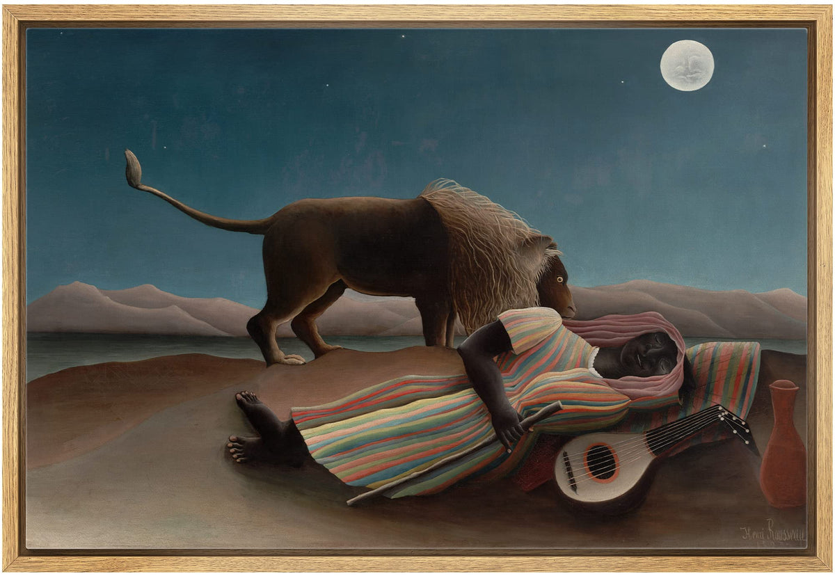 Wall26 The Sleeping Gypsy By Henri Rousseau Giclee Framed Canvas Prints Wrapped Gallery Wall Art | Stretched And Framed Ready To