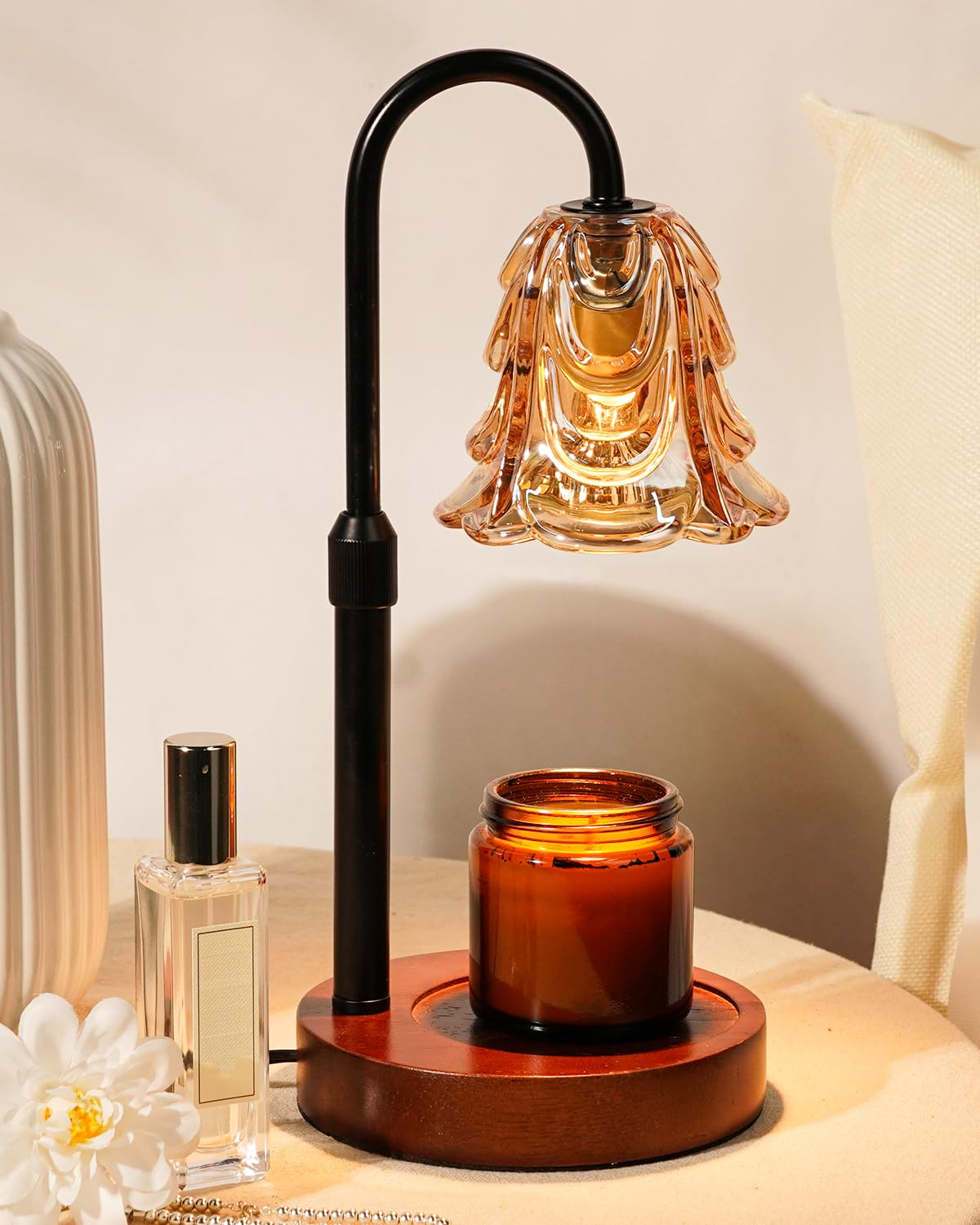 Small Candle Warmer Lamp with Timer, Adjustable Flower Lamp Warmer for Jar Candles, Unique Women Gifts for Birthday, Dimmable Ca