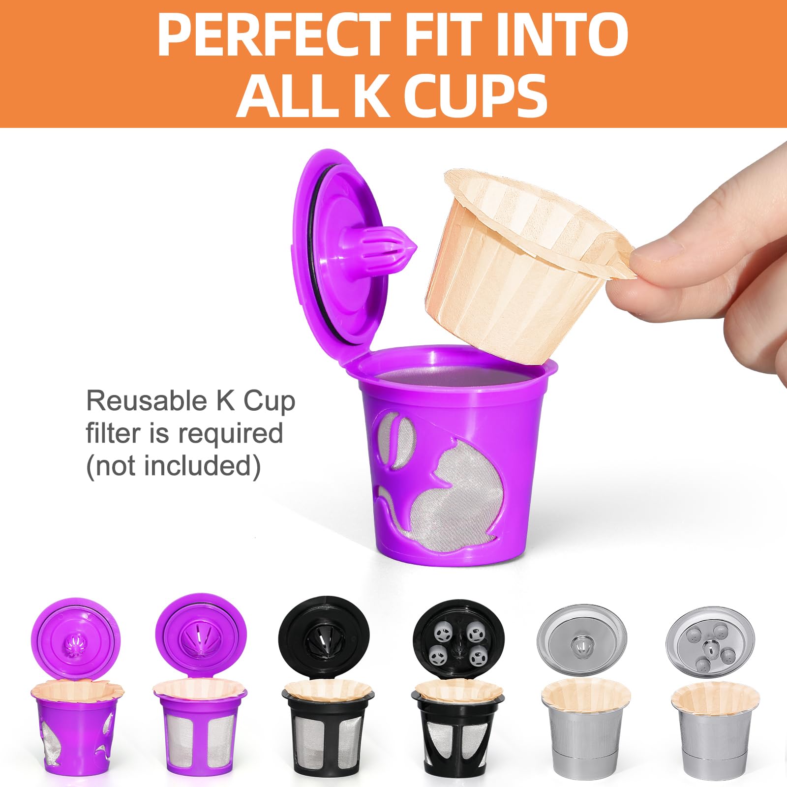 100 Count Fanativita K Cup Coffee Filters Disposable For Keurig Single Cup, Compatible With All Reusable K Cups (Unbleached)