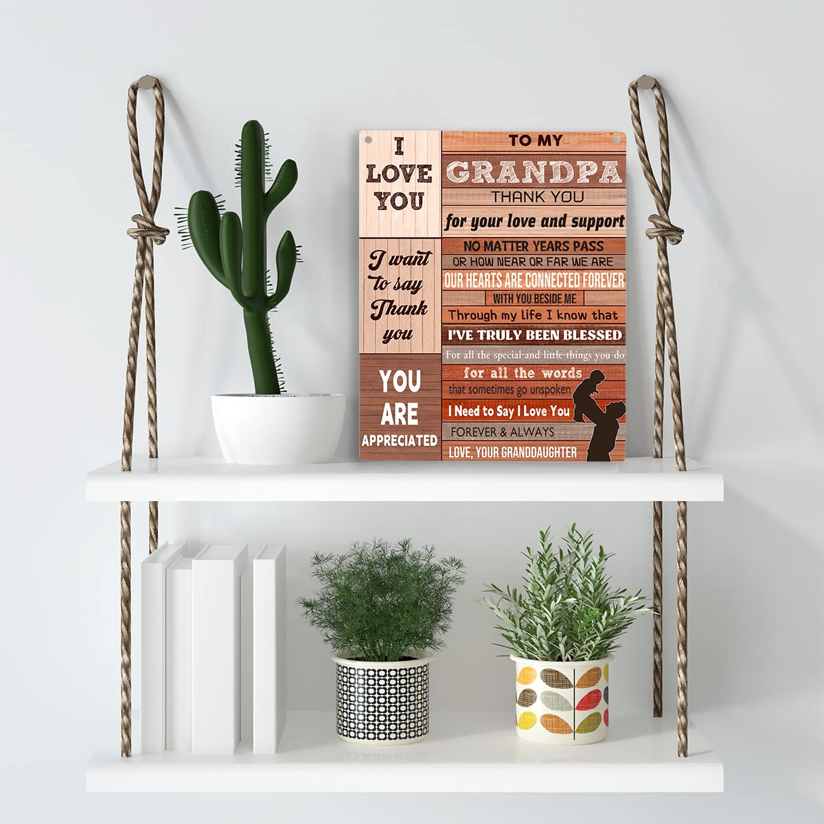 Grandpa s Best Gifts: Wooden Hanging Sign - Granddaughter & Grandson Birthday & Christmas Decor - 8 x 10 Inches