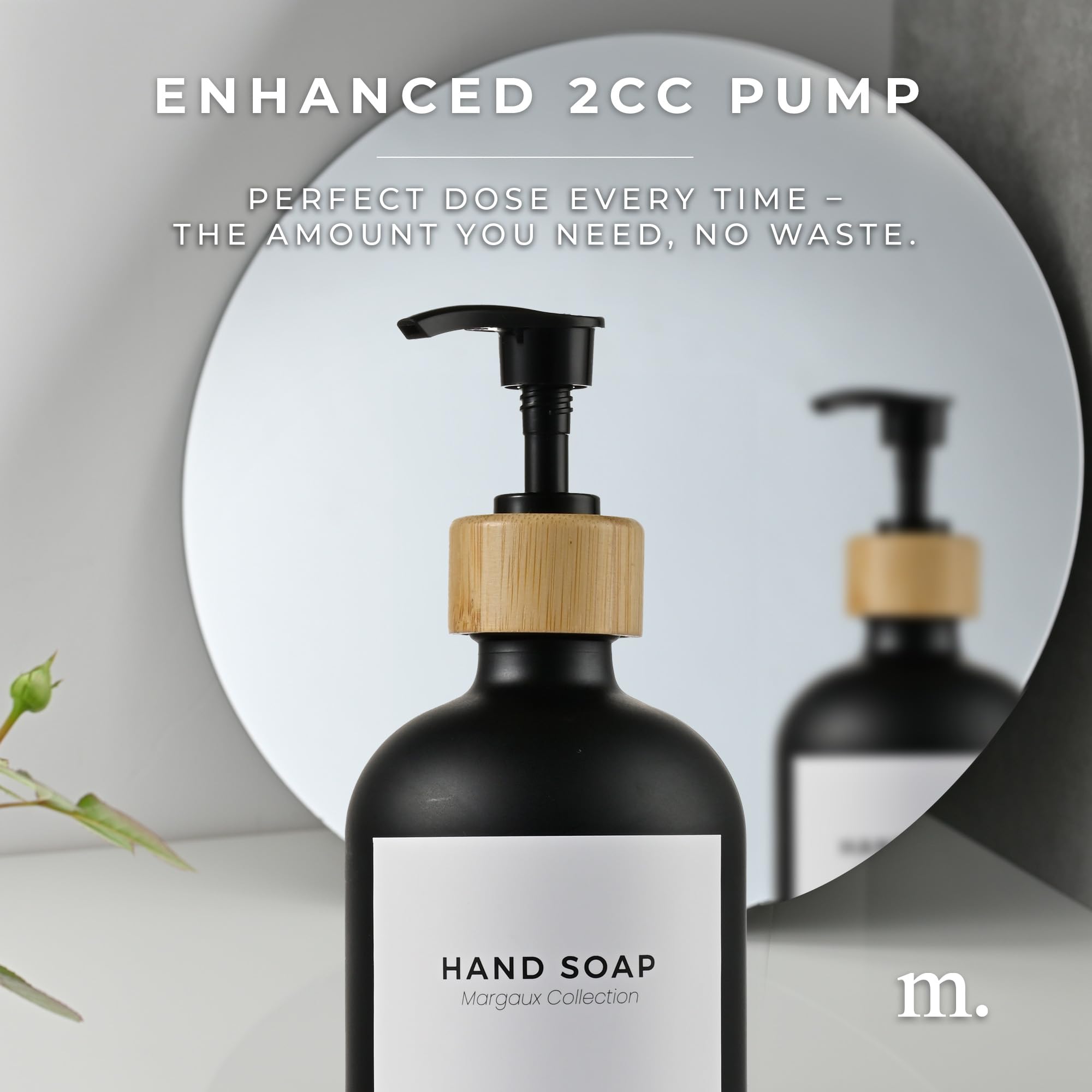 Maisonovo Glass Lotion Dispenser | 16.9 Fl Oz Black Glass Soap Dispenser With Bamboo Pump