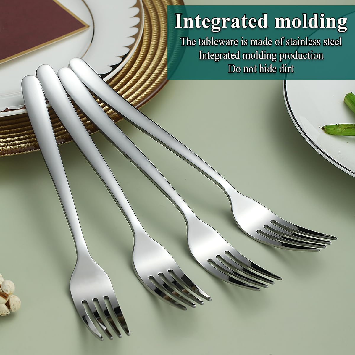 Kyraton Dinner Forks Set Of 12, 8.15'' Stainless Steel Table Forks Silverware Set For Home, Restaurant, Hotel, Dishwasher Safe
