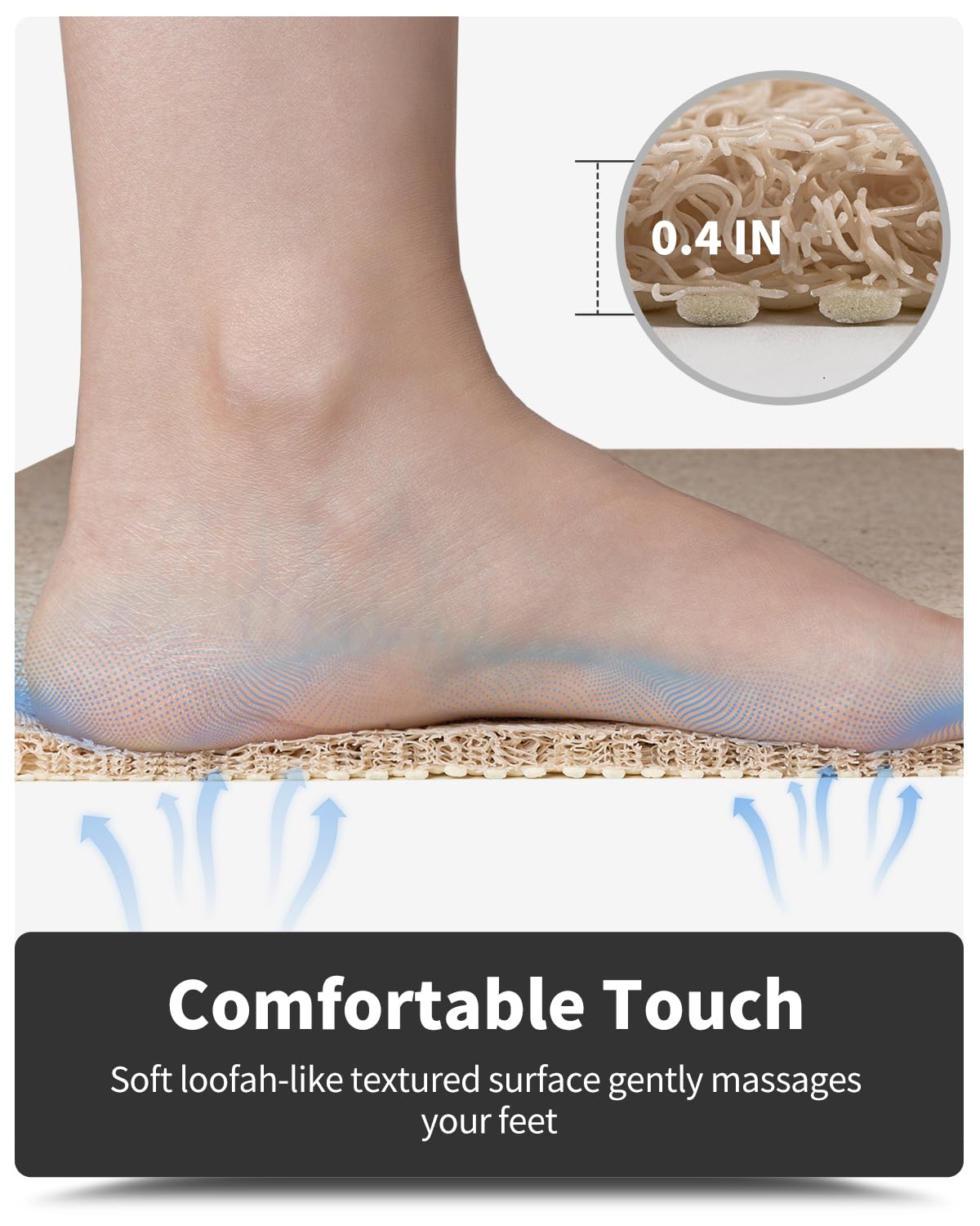 Non-Slip Bathtub Mat, 17X47 Inch, Shower Mats For Bath Tub, Pvc Loofah Bathroom Mats For Wet Areas, Quick Drying