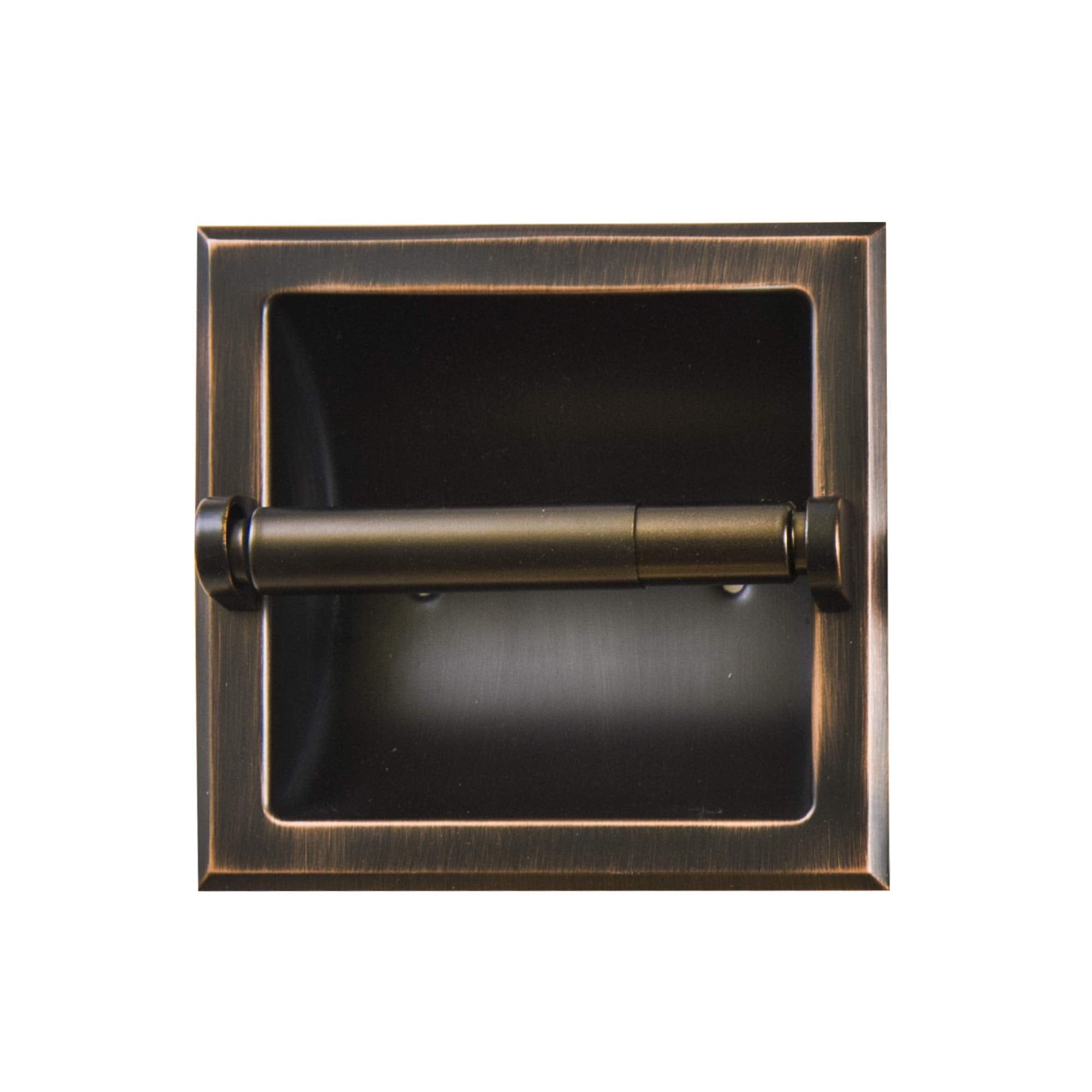 Sento Recessed Oil Rubbed Bronze Toilet Paper Holder, Wall Mounted Heavy Duty Metal Toilet Paper Roll Holder With Rear Mounting
