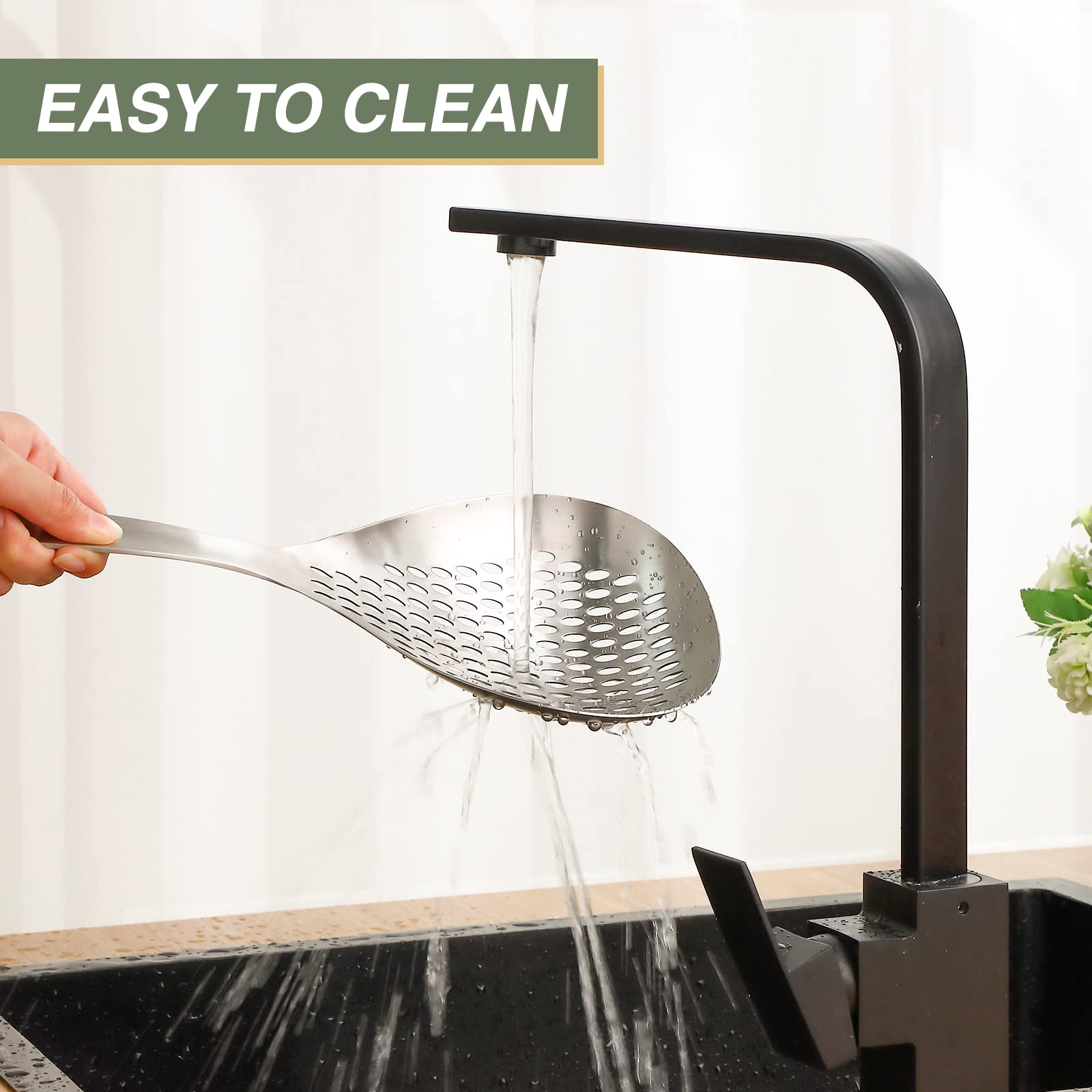 2 Pieces Skimmer Slotted Spoon Spider Strainer Stainless Steel Skimmer Ladle Skimmer Spoon Rustproof Frying Spoon Strainer Colan