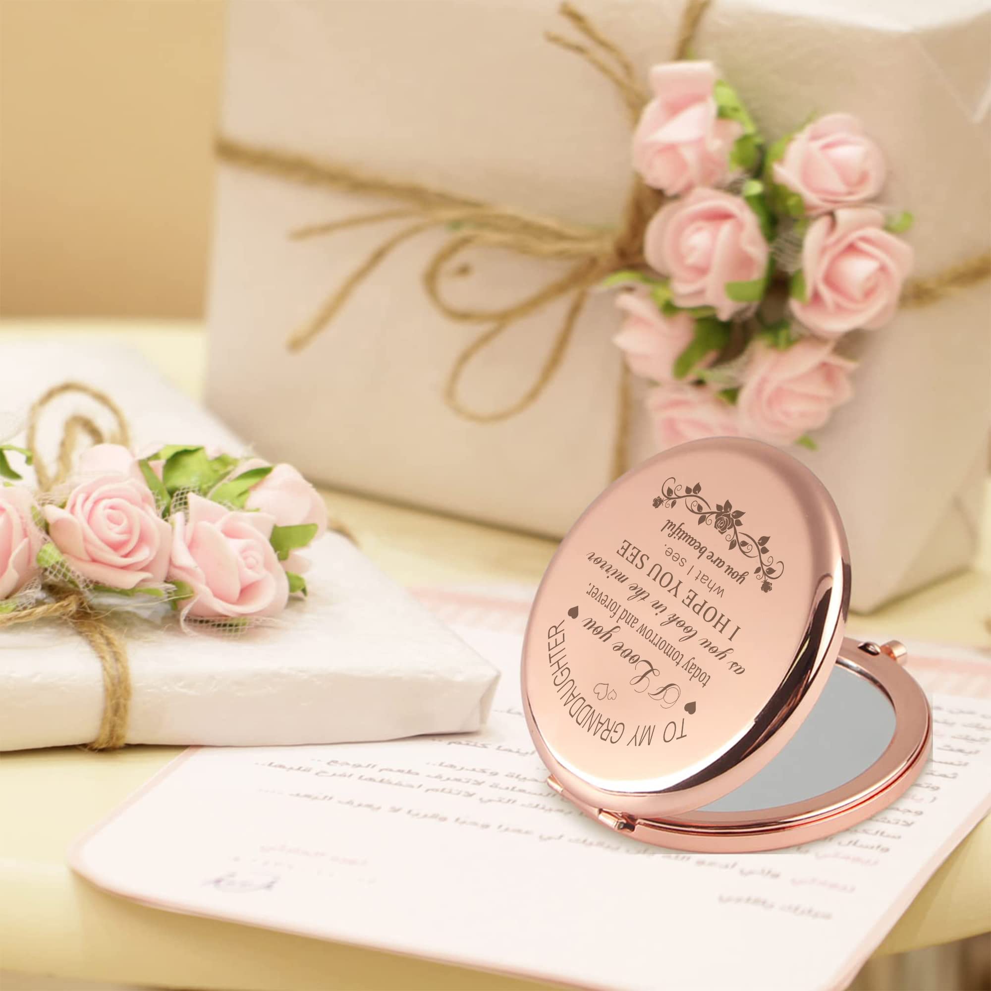 Gaolziuy Granddaughter Gifts From Grandma And Grandpa, Gifts For Granddaughter, To My Granddaughter Makeup Compact Mirror, Grand