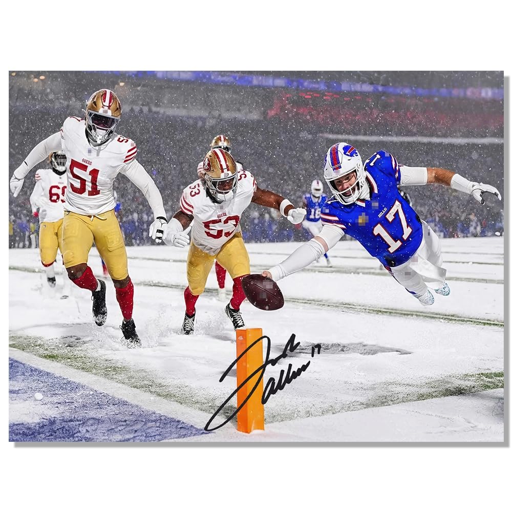 Whzkcyh 2025 Rugby Star Josh Allen Poster For Kids Bedroom Wall Decor-Football Superstar Signed Posters Canvas Art Print Picture