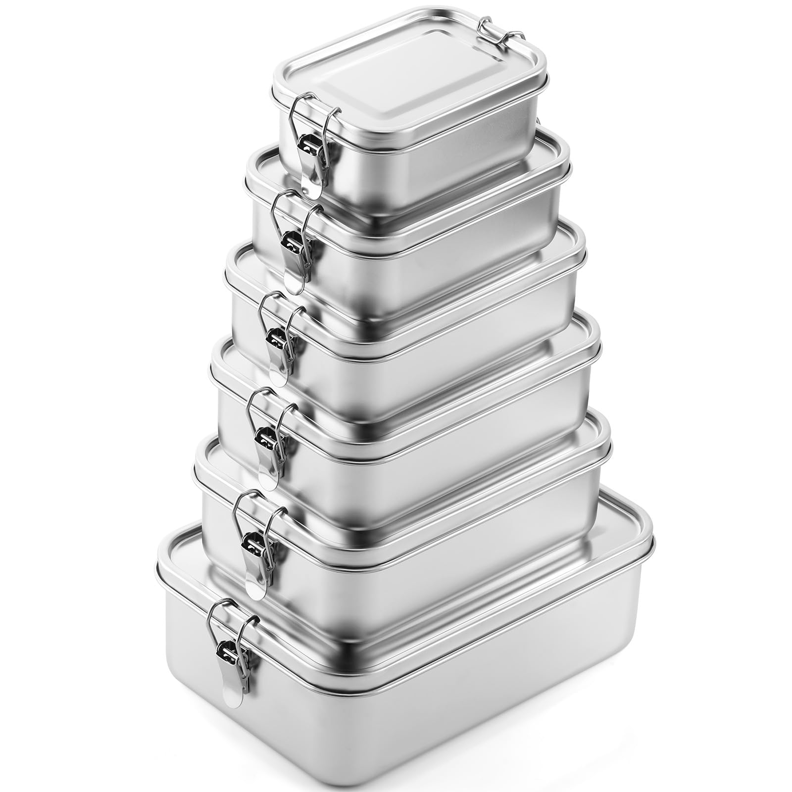 Umigy 6 Pcs Stainless Steel Food Containers 550/850/1000/1200/1400/24000 ml Metal Bento Lunch Box Stainless Steel Food Storage C