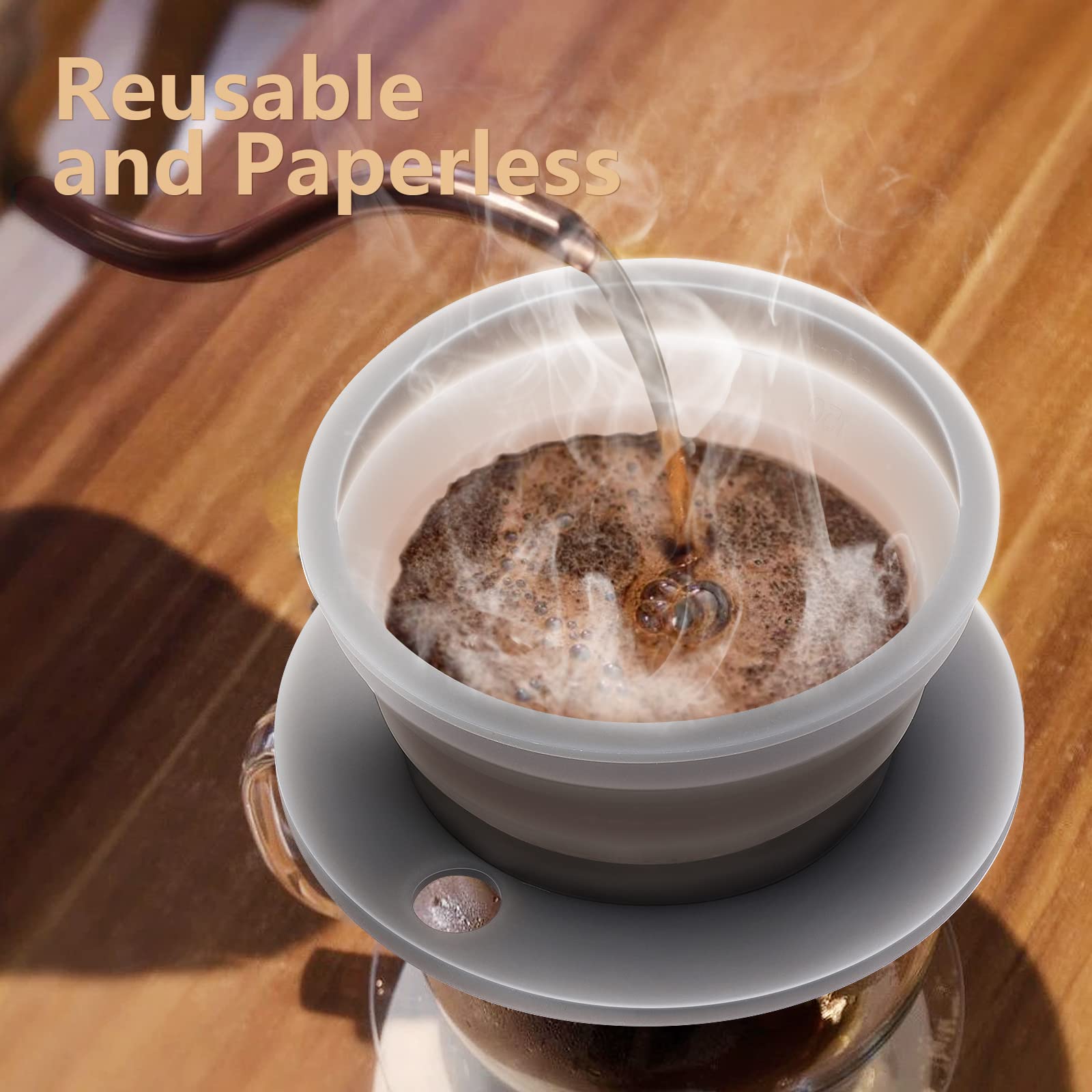 Mqqfu Paperless Collapsible Pour Over Coffee Dripper, Portable Reusable Pour Over Coffee Maker With Stainless Steel Mesh Screen,