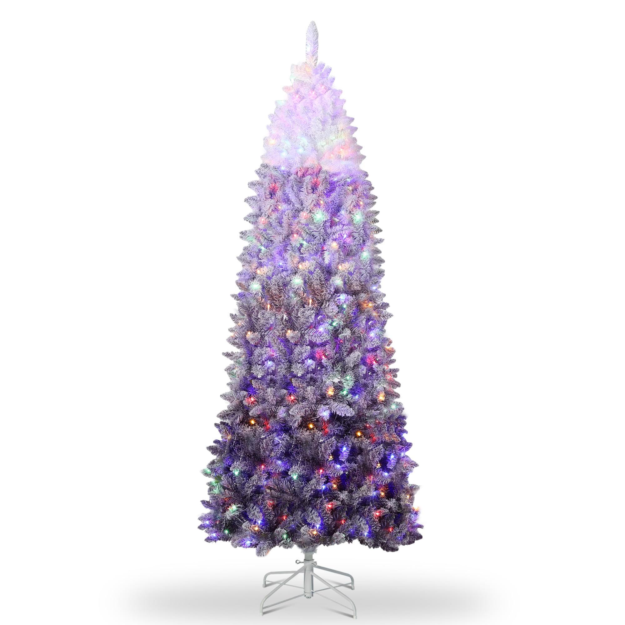 GAOMON 6Ft Snow Flocked Pencil Christmas Tree, Slim Artificial Christmas Tree with Sturdy Metal Stand, Skinny Xmas Tree Holiday 