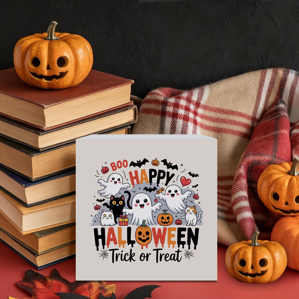 Funny Fall Thanksgiving Desk Decor, Thanksgiving Decoration for Home, Thanksgiving Sign, Let Our Lives Be Full Of Thanks And Giv