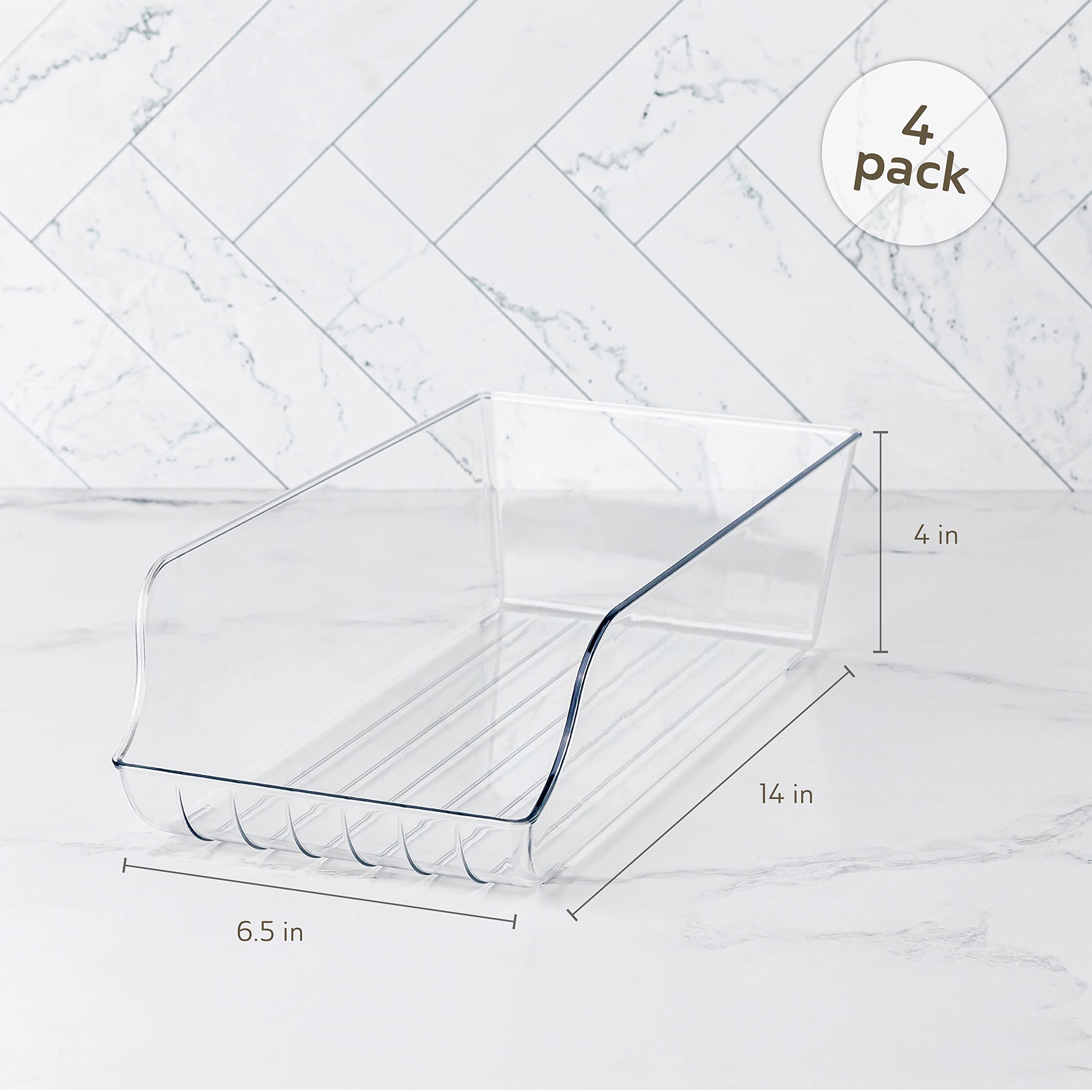 Oizeir Soda Can Organizer - Clear Plastic Storage Dispenser Bin For Refrigerator. Great Drink Holder For Kitchen Cabinets, Count