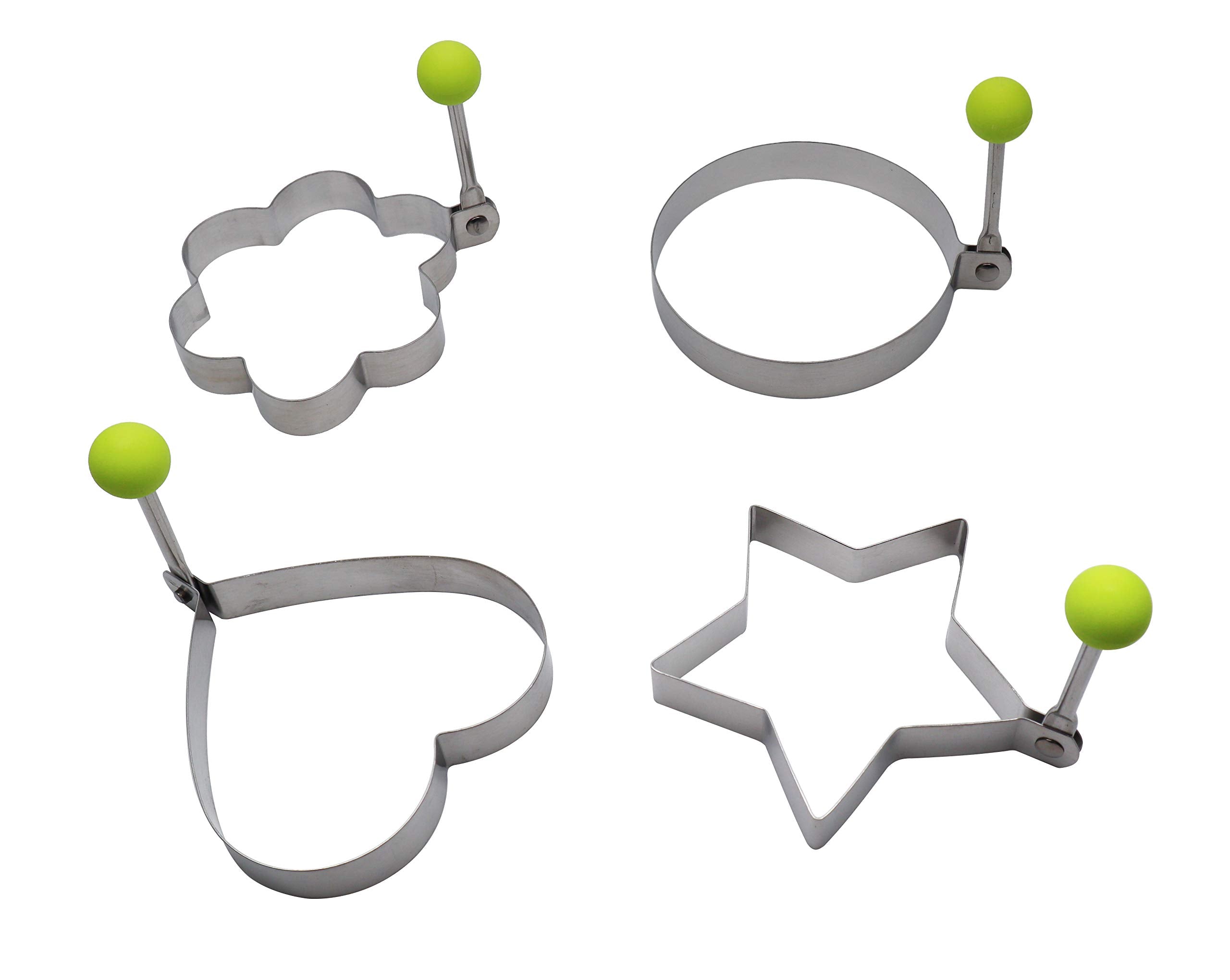 Excelity 4 Sets Stainless Steel Fried Egg Shaper Poachers Pancake Ring Mold For Kitchen Cooking Breakfasts Tools