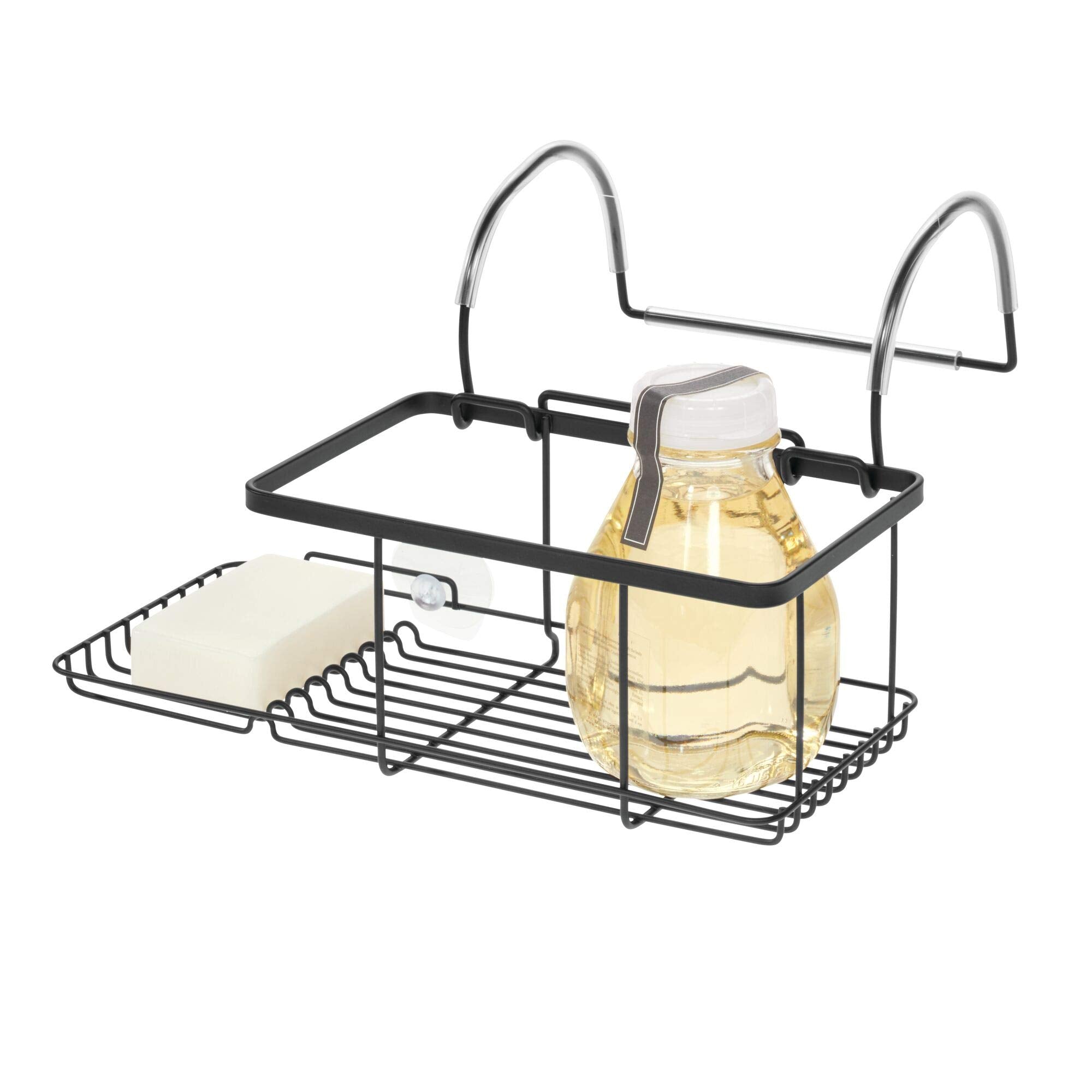 Idesign Metal Over The Bath Caddy Basket, The Everett Collection - 12.08    X 10.2    X 6.64   , Matte Black