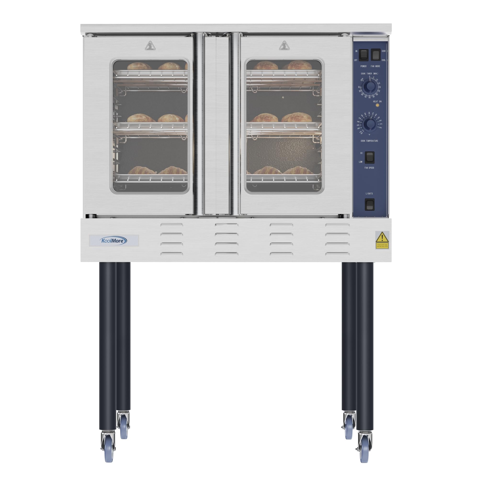 KoolMore 38 in. Full-Size Single Deck Commercial Natural Gas Convection Oven 54,000 BTU With Casters in Stainless-Steel (KM-CCO5