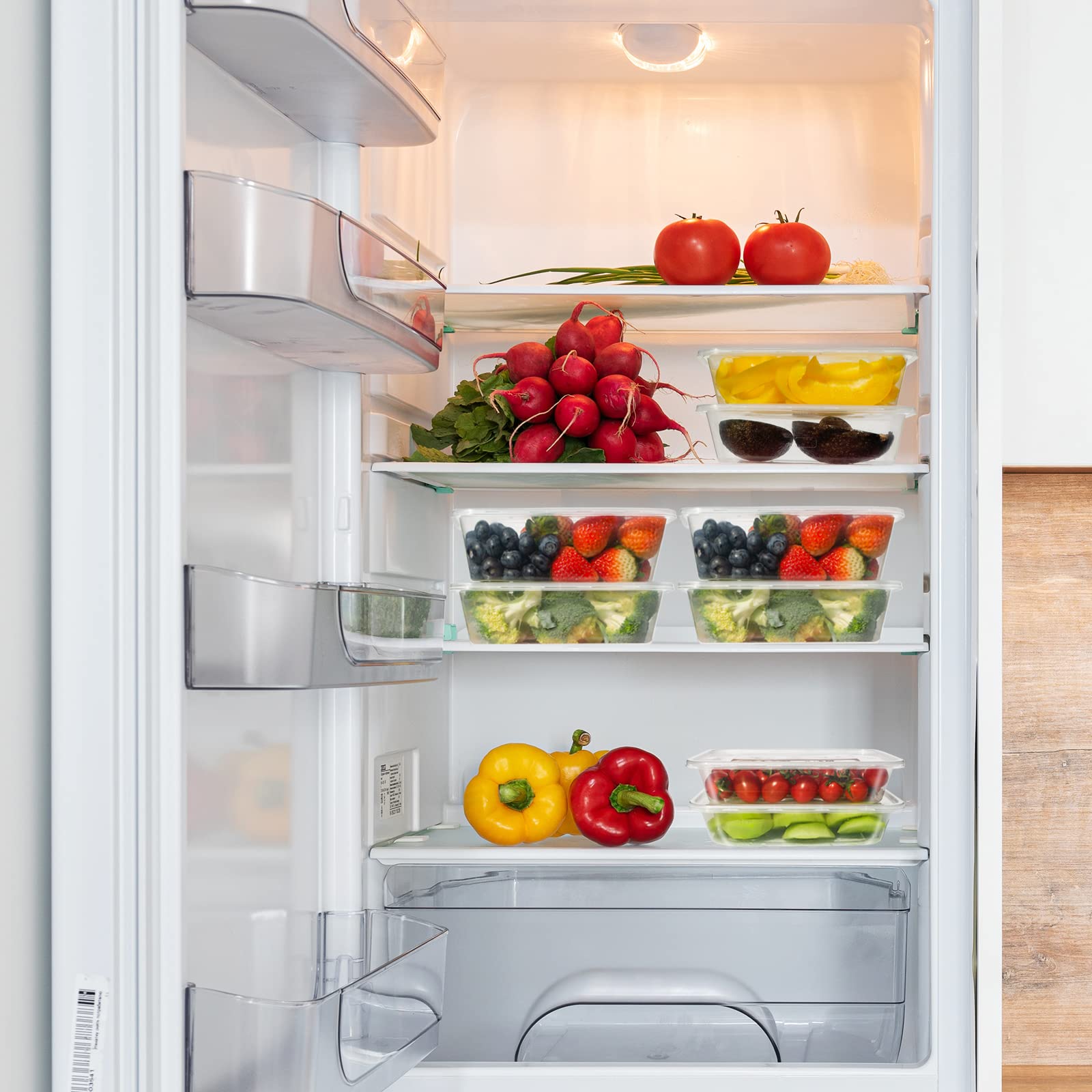 ganfaner [50pk 16 oz/500ml clear disposable food container  plastic food Storage Box with lid  organizer meal prepare for Keto Diet Salad Lunch Snack