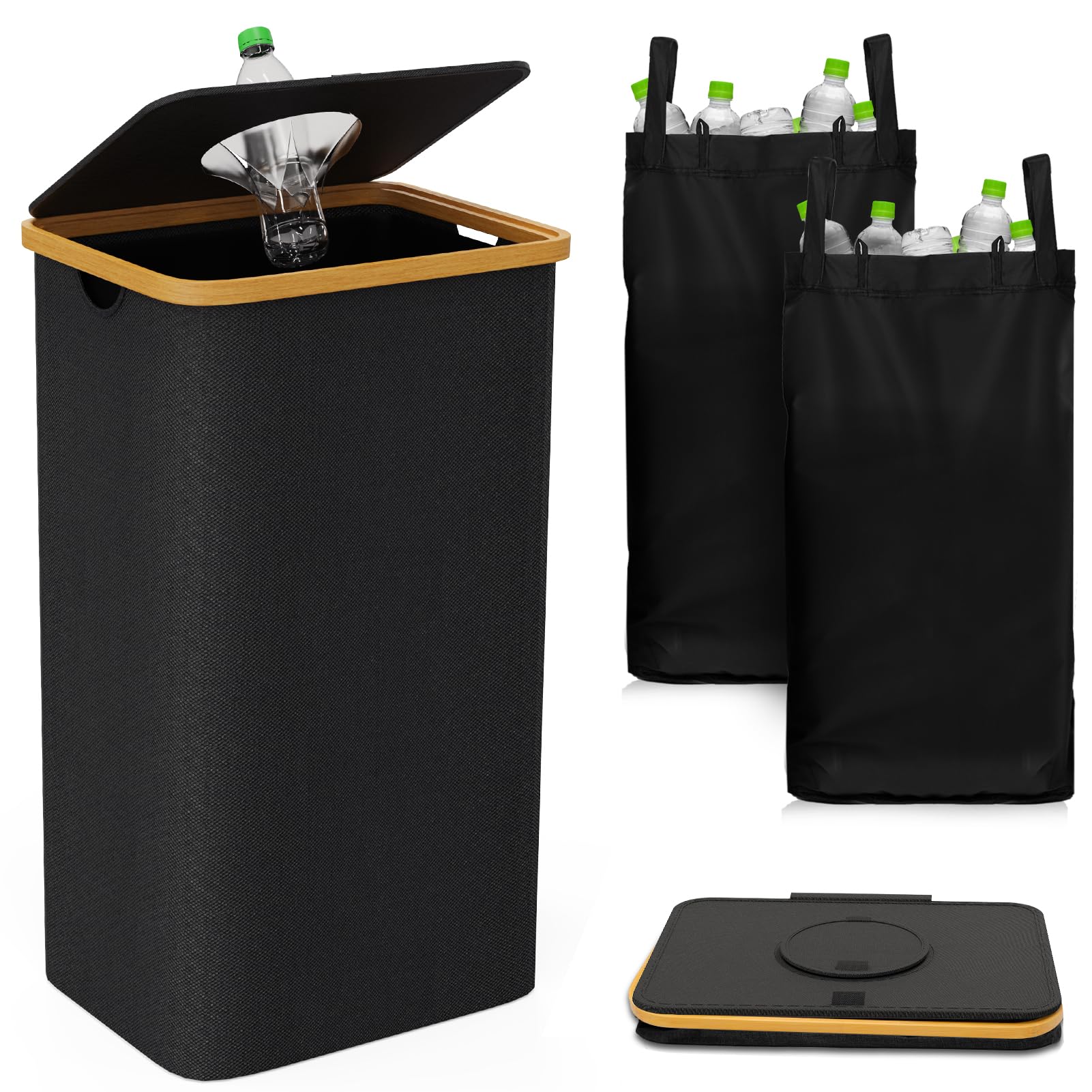 Hotoiq Recycling Bin For Kitchen 26 Gallon,Recycle Bin 100L With 2 Removeable And Reusable Inner Bag,Indoor Recycling Bin With L