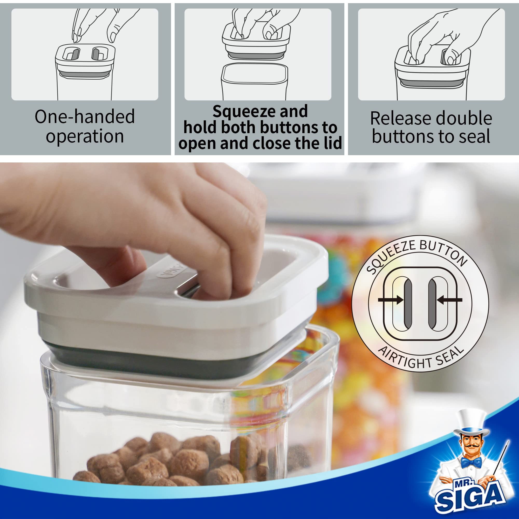 MR.SIGA Airtight Food Storage Container Set, 8 Piece, BPA Free, Plastic, White, Model SJ21806