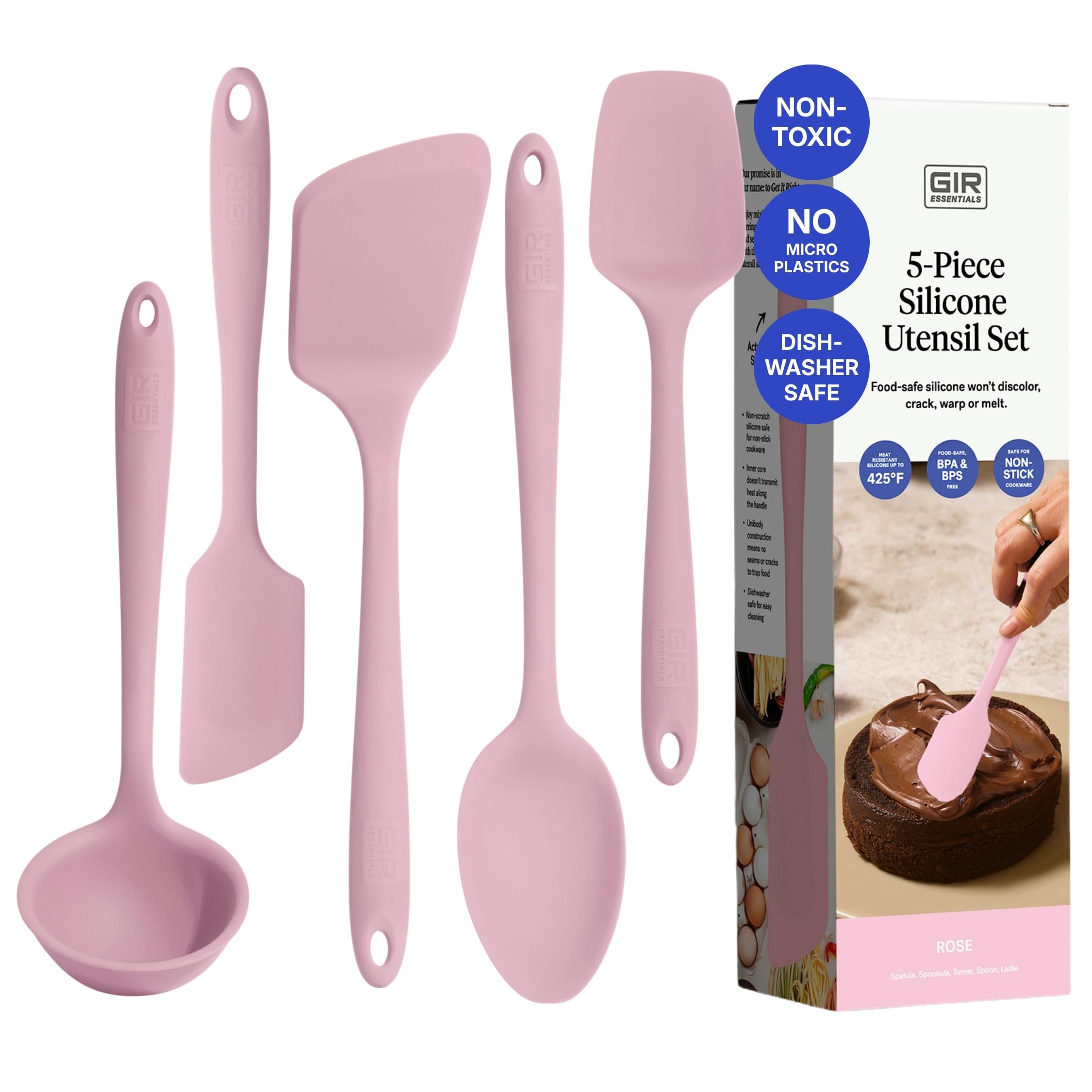 Gir: Get It Right  5 Piece Essentials All Purpose Set  Ladle, Spatula, Flip, Spoon & Spoonula, NonStick, Heat Resistant, Dish