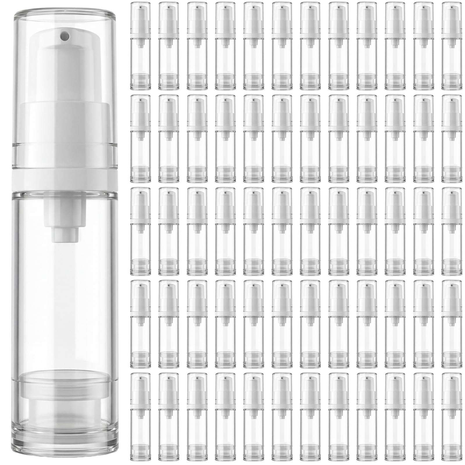 Zhehao 60 Pcs 5ml Airless Pump Bottle Refillable Plastic Vacuum Dispenser